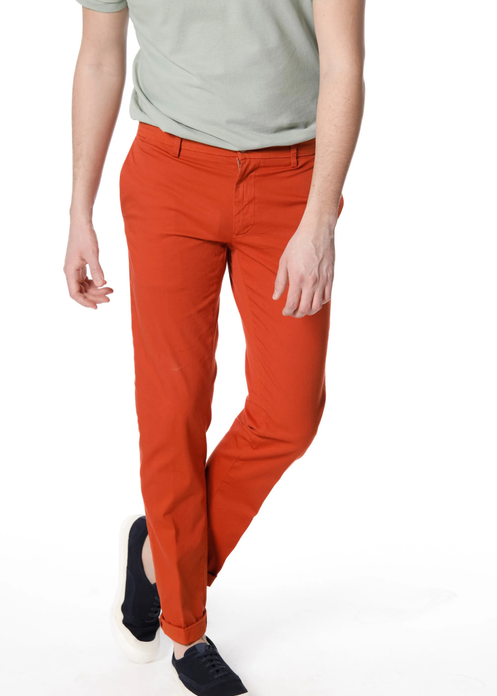 MASON'S Torino Style man chino pants in stretch satin Slim fit - Coral