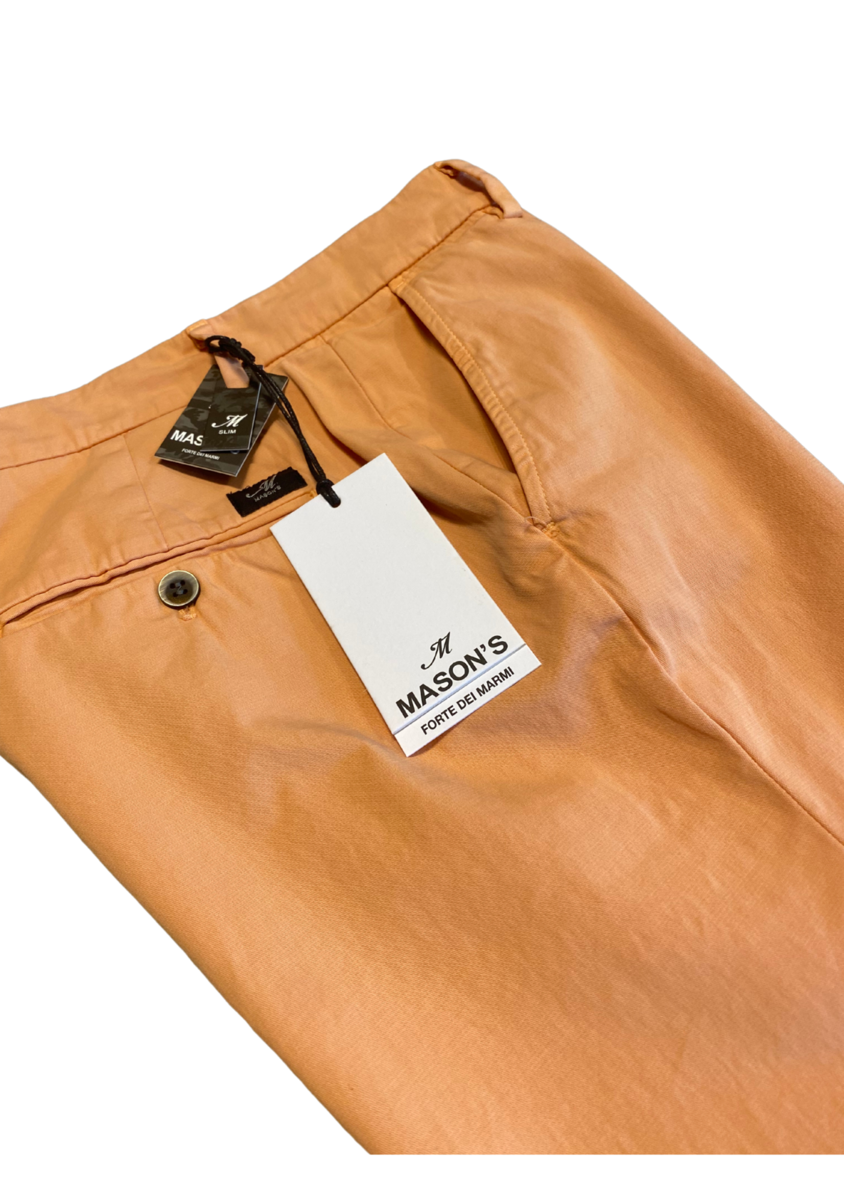 MASON'S Torino Style Heren Stretch Satin Slim Fit Chino Broek - Apricot