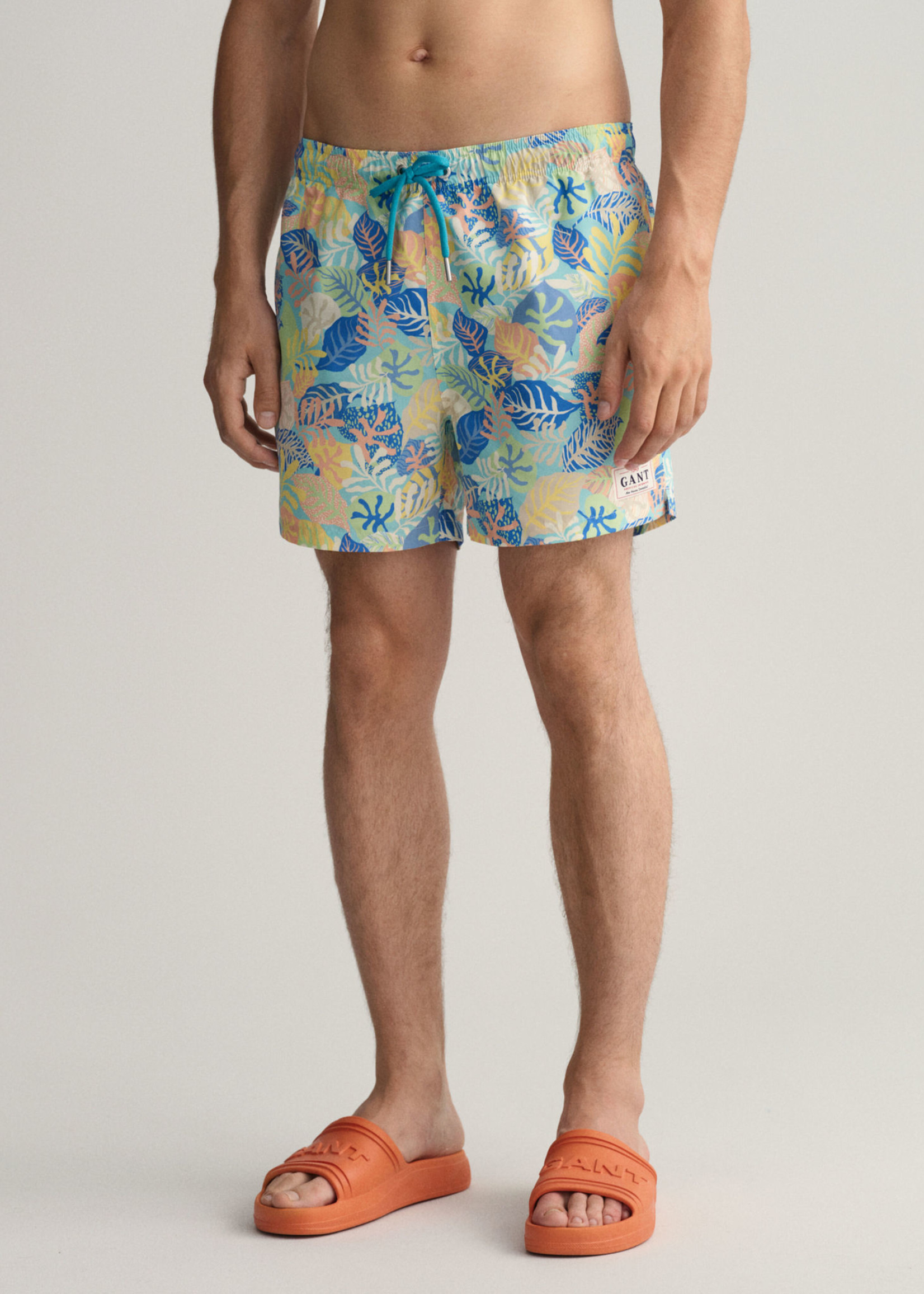 GANT Classic Fit Tropical Print Swim Shorts - Lagoon