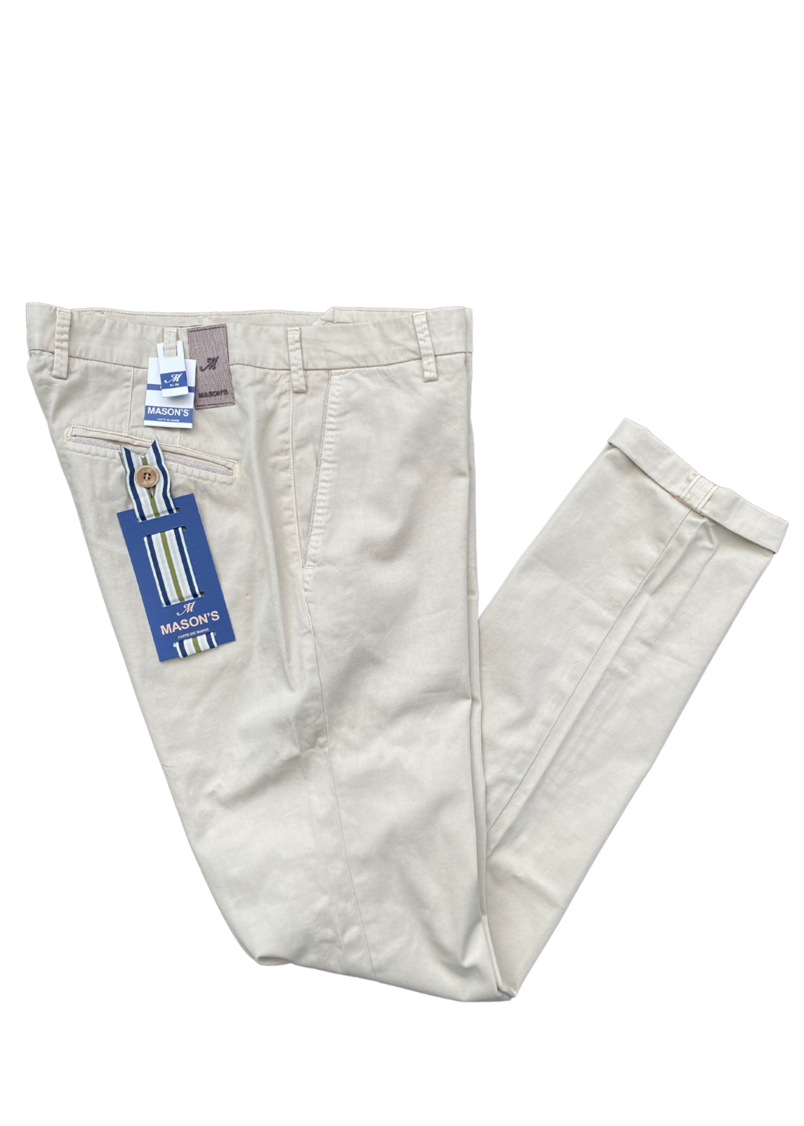 MASON'S Torino Beach man chino pants in stretch satin with details - Light Beige