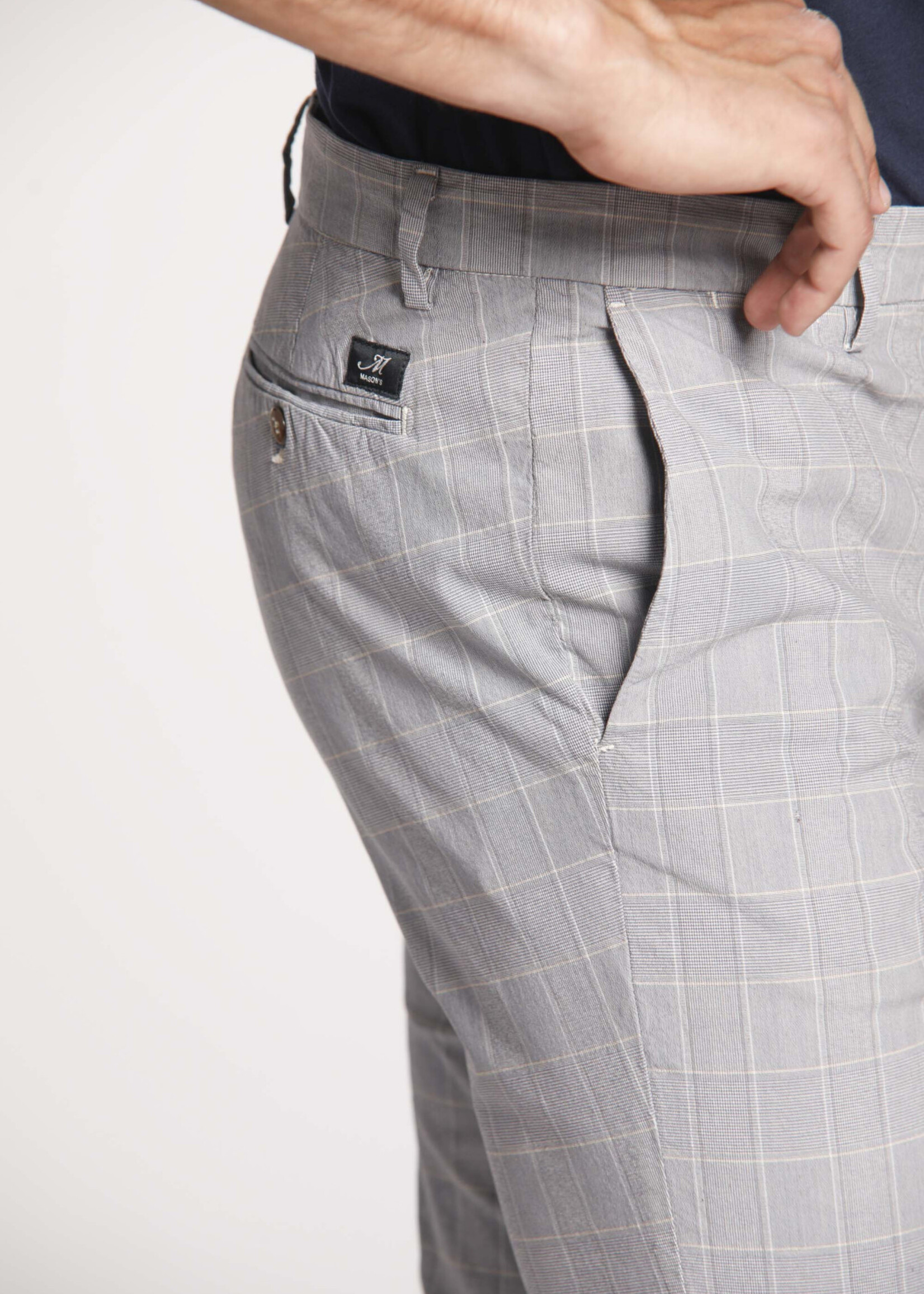 MASON'S Torino Style man chino pants in cotton and tencel with wales pattern slim - Light Grey