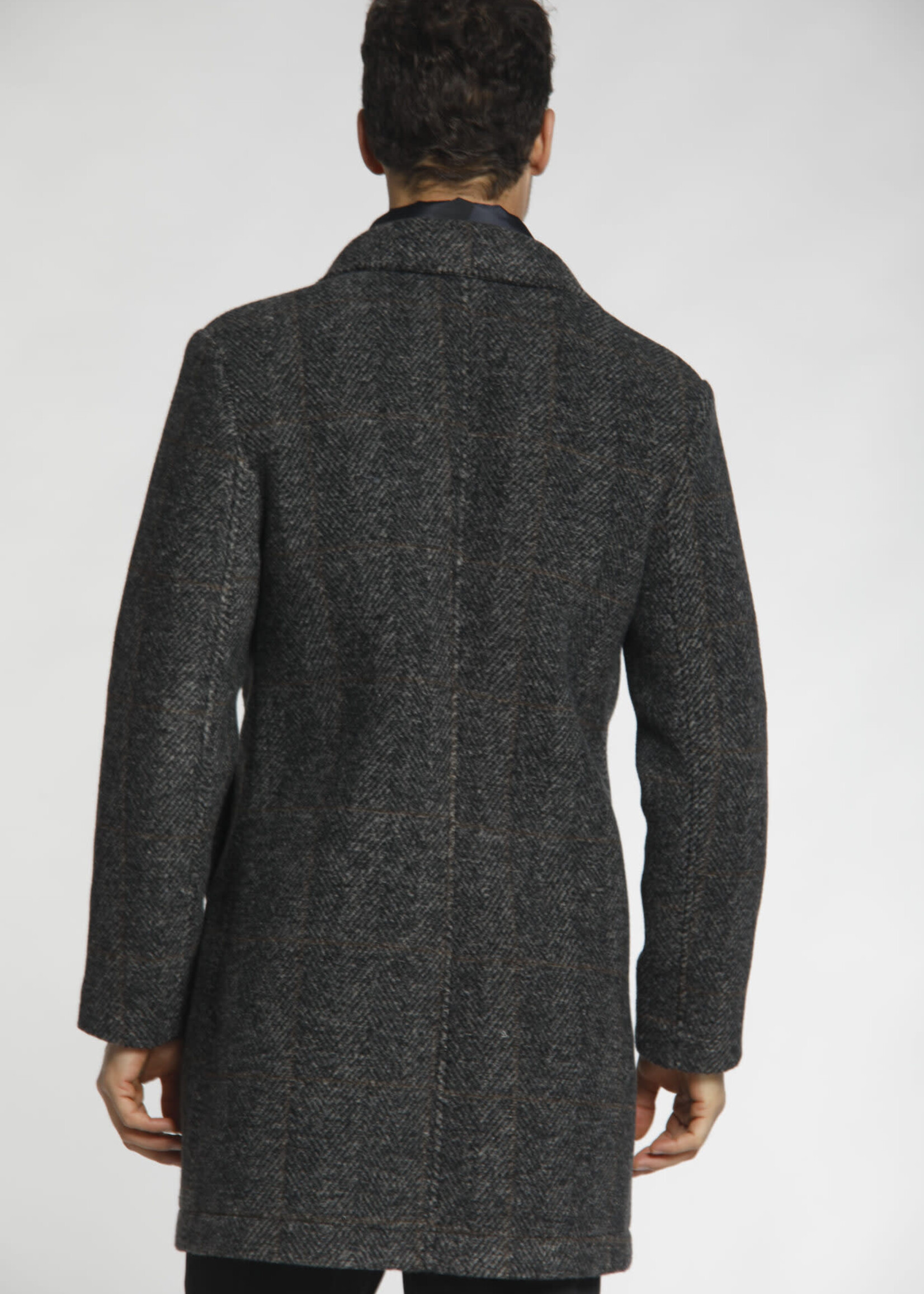 MASON'S Los Angeles man wool cloth coat with resca pattern - Anthracite