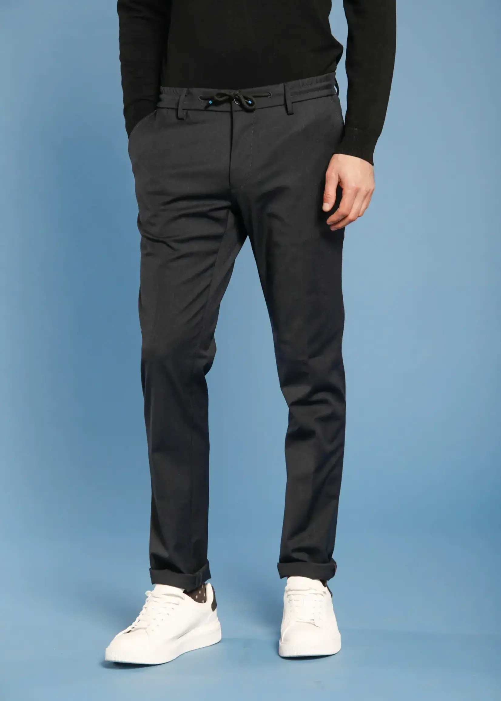 MASON'S Milano Jogger man plain wool chino pants extra slim - Dark grey