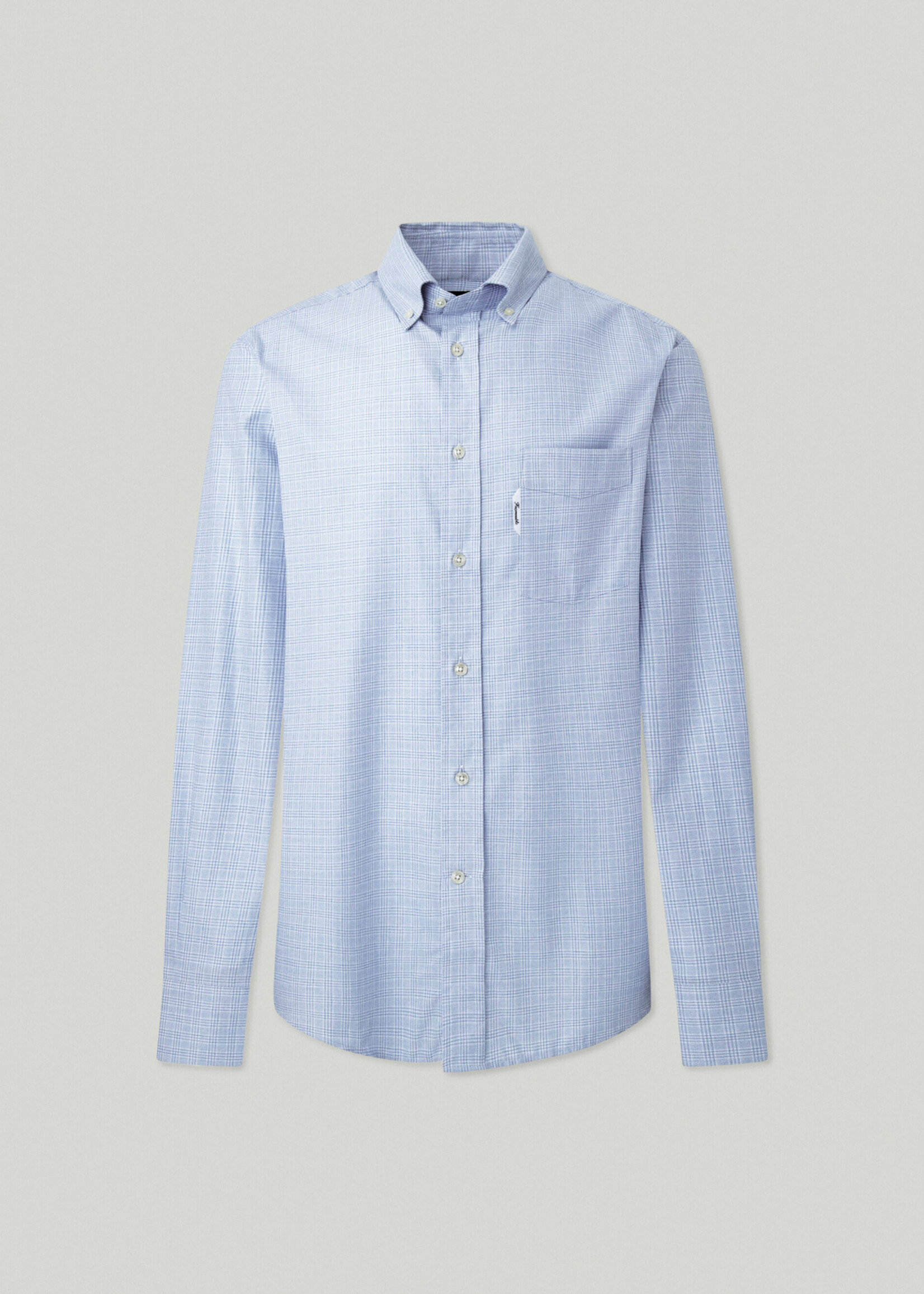 FAÇONNABLE Geruit overhemd Prins van Wales - Horizon Blue