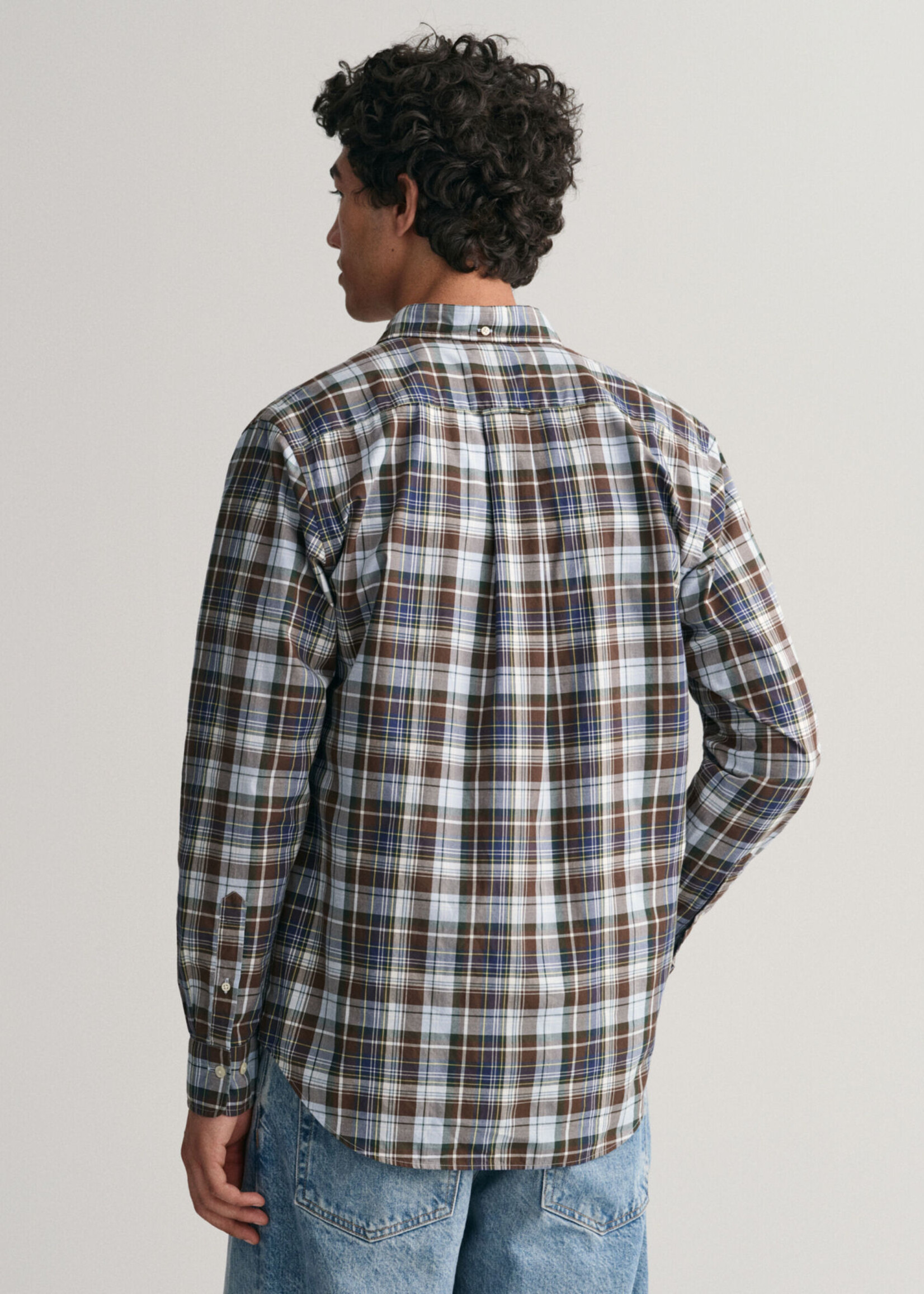 GANT Regular Fit Medium Checked Poplin Shirt - Rich Brown