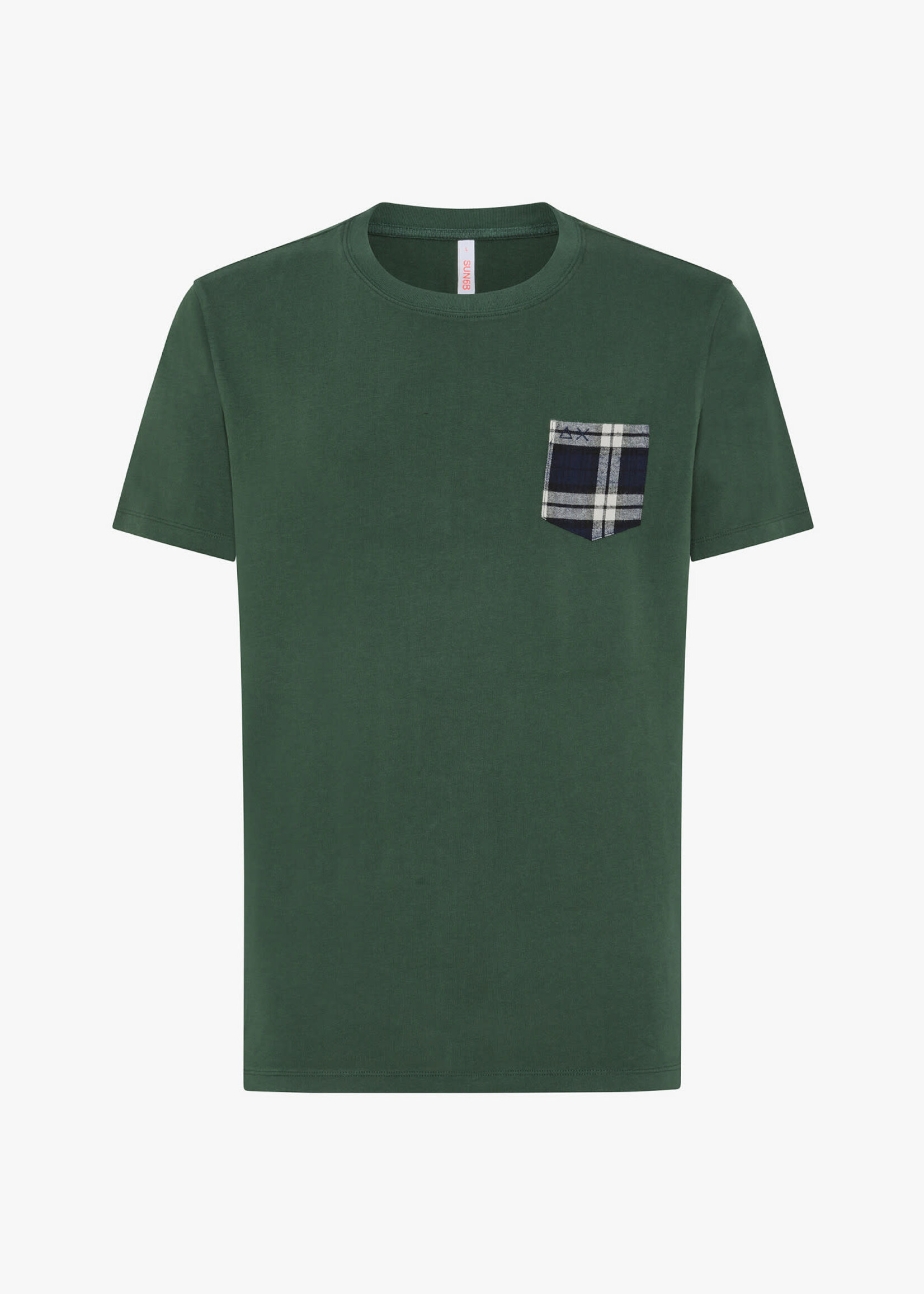 SUN68 T-shirt Pocket Fabric Contrast S/S - Dark Green