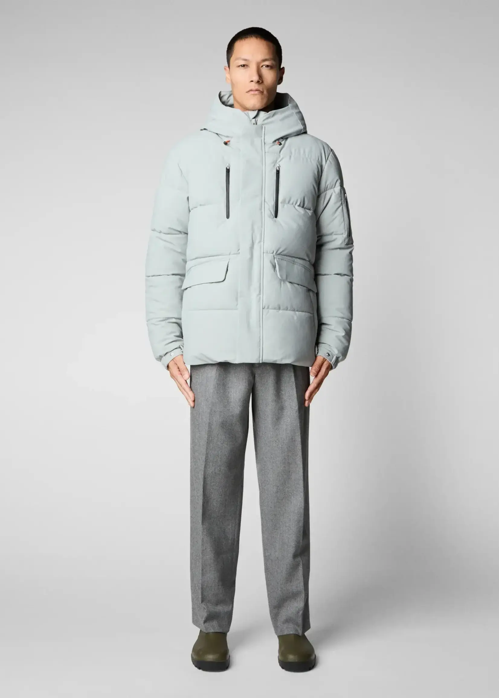 SAVE THE DUCK Man's Hooded Parka ALTER - Frost Grey