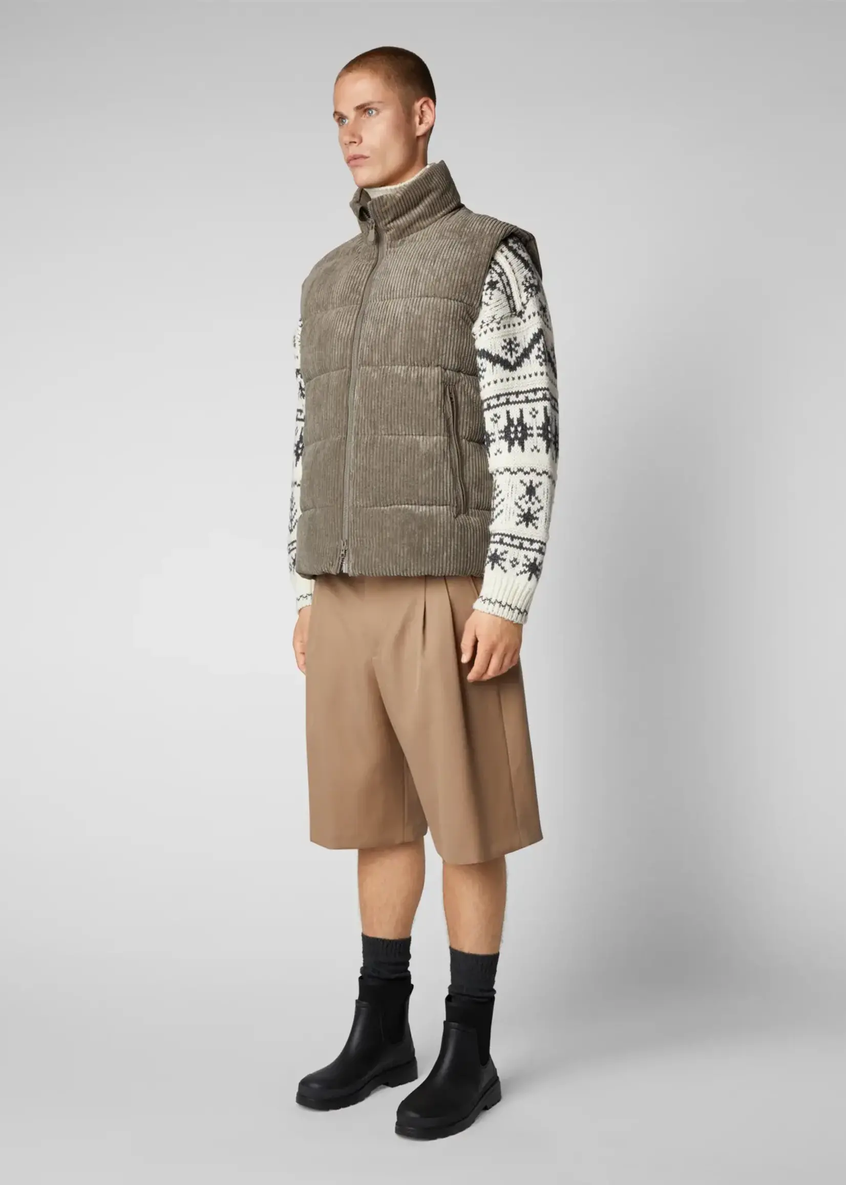 SAVE THE DUCK Man's Quilted Gilet EURYOPS - Mud Grey