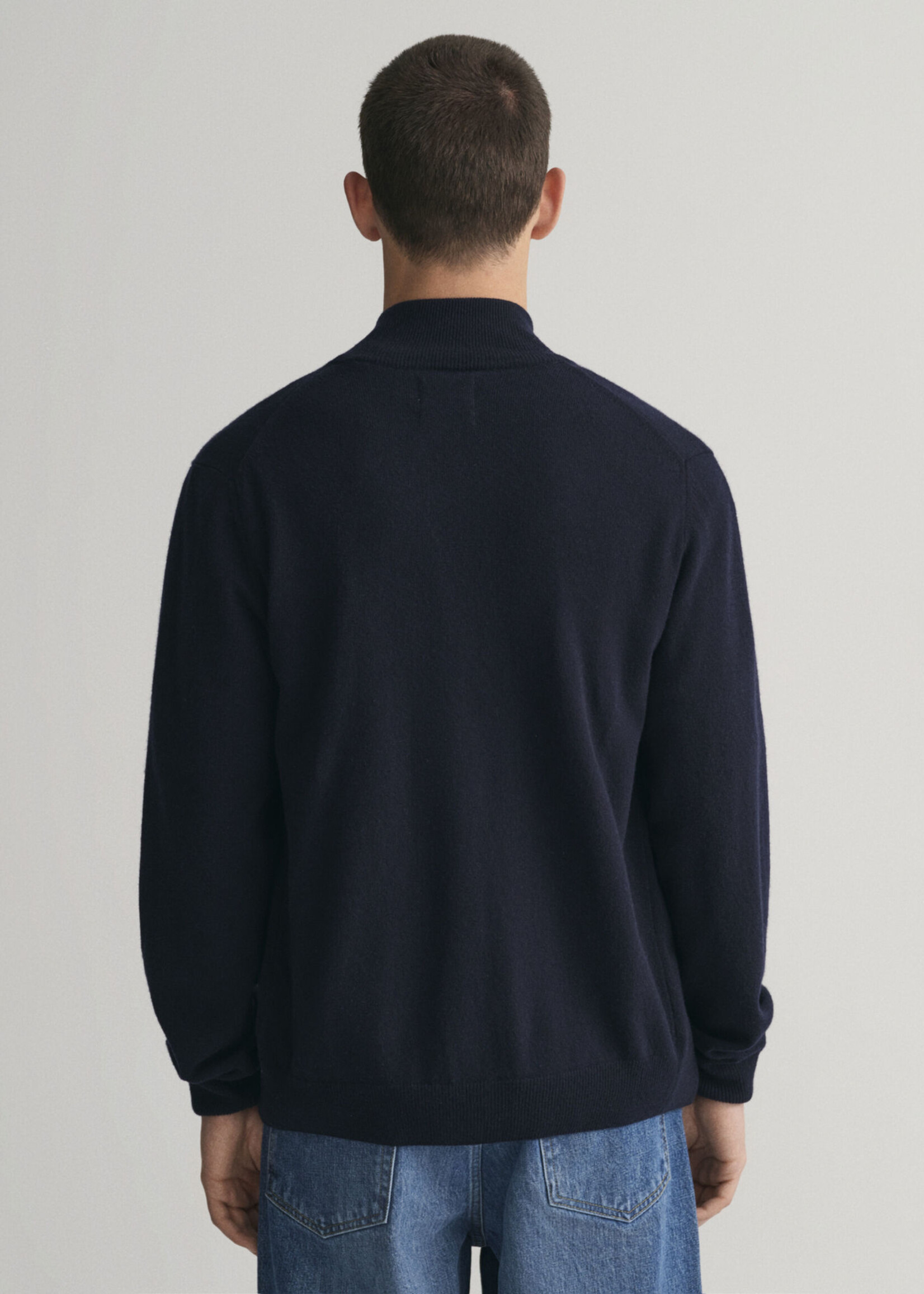 GANT Cardigan zippé en laine d'agneau ultra-fine - Marine