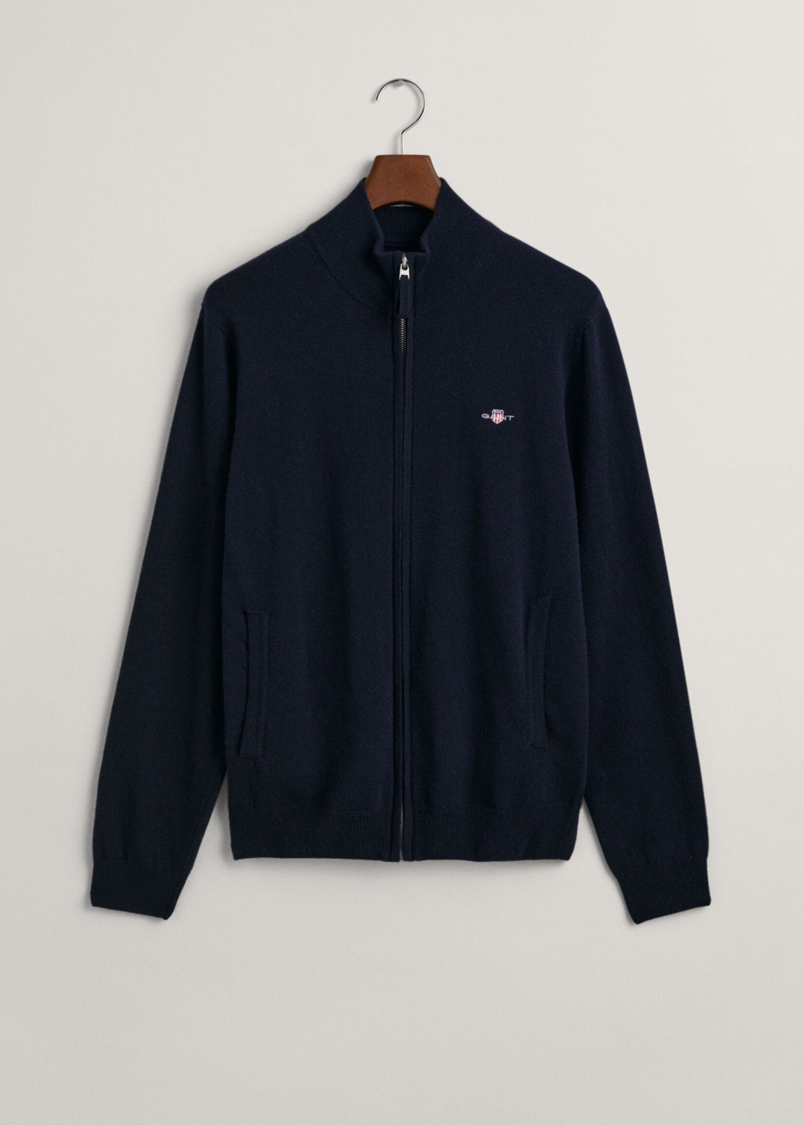 GANT Superfine Lambswool Zip Cardigan - Marine