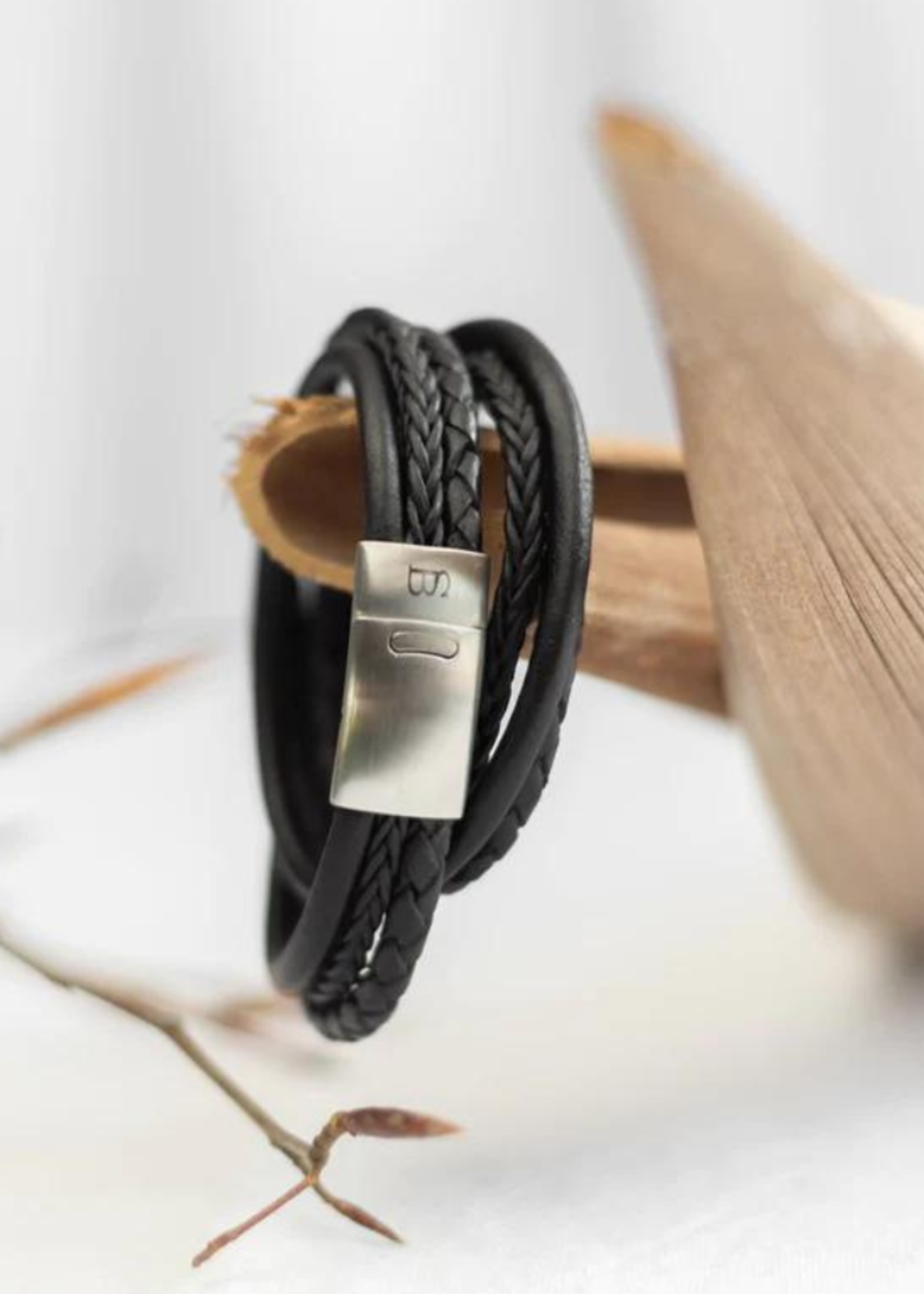 STEEL & BARNETT Leather Bracelet BONACCI - Black