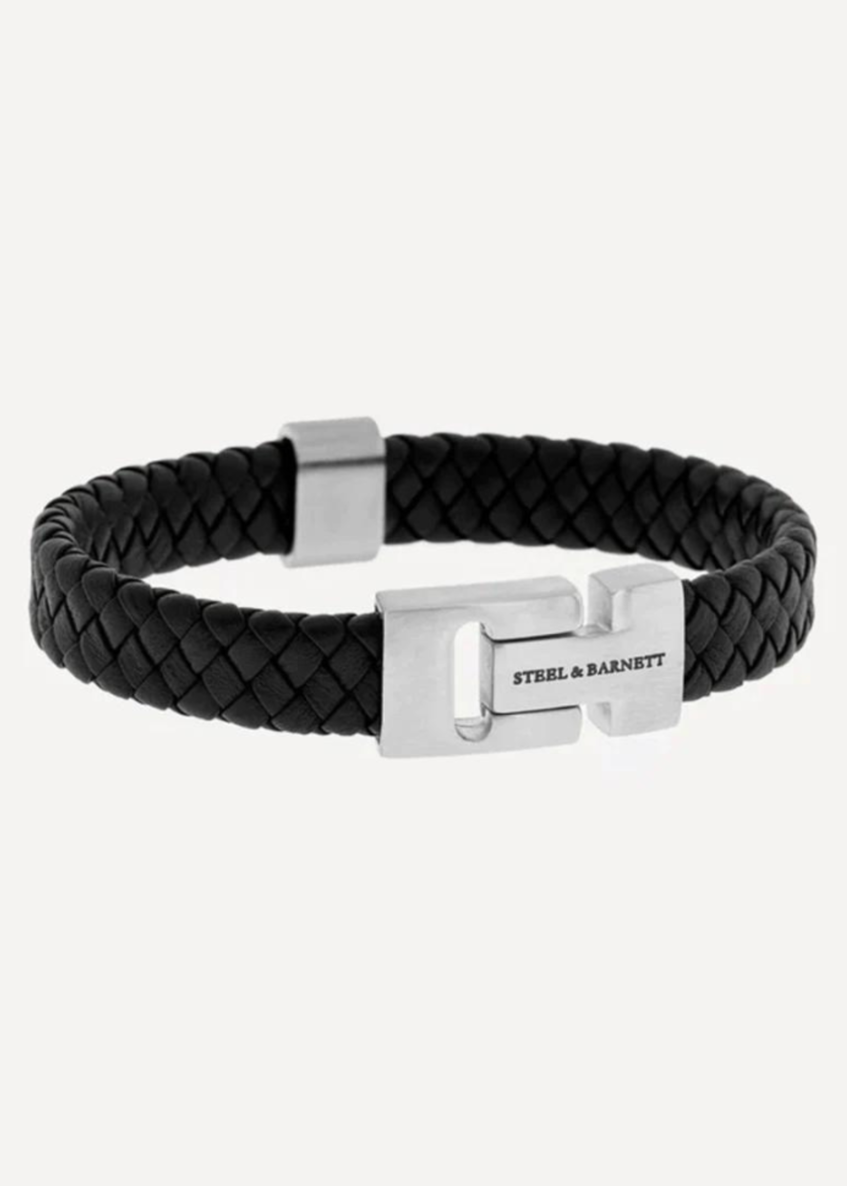 STEEL & BARNETT Leather Bracelet HARRISON - Black Silver