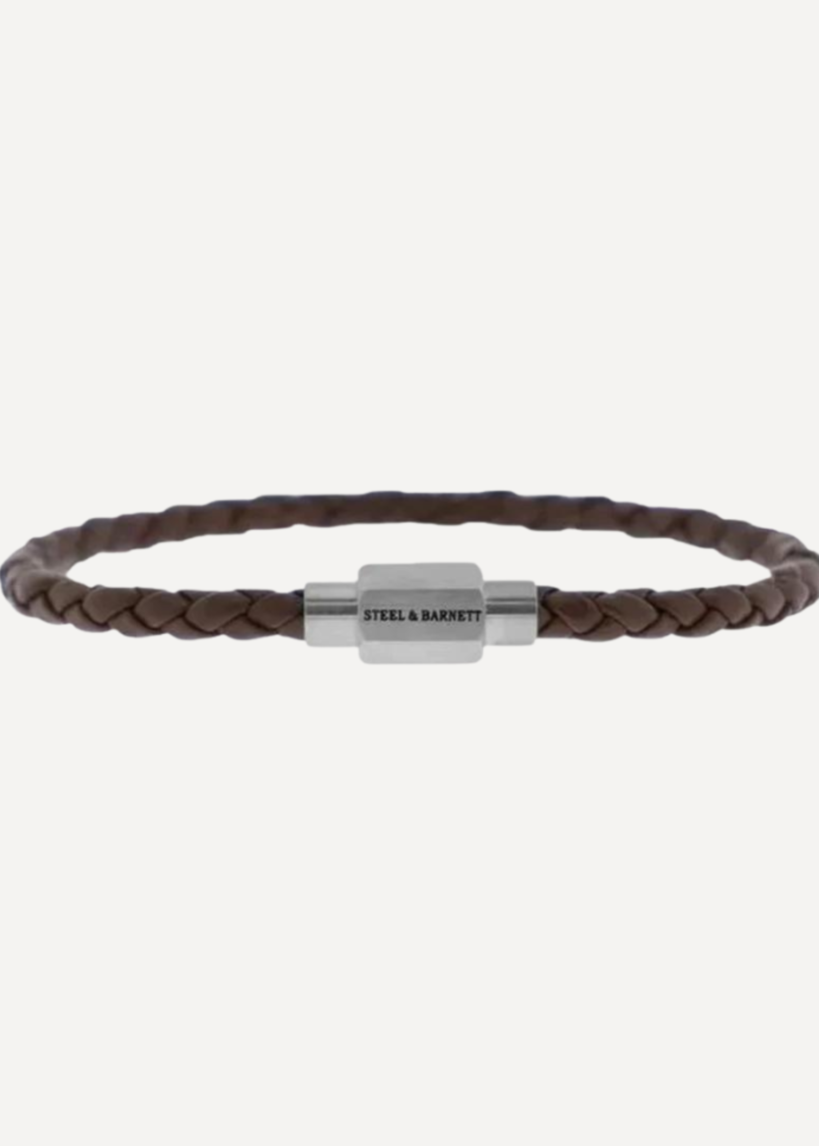 STEEL & BARNETT Leather Bracelet LUKE LANDON - Brown Silver