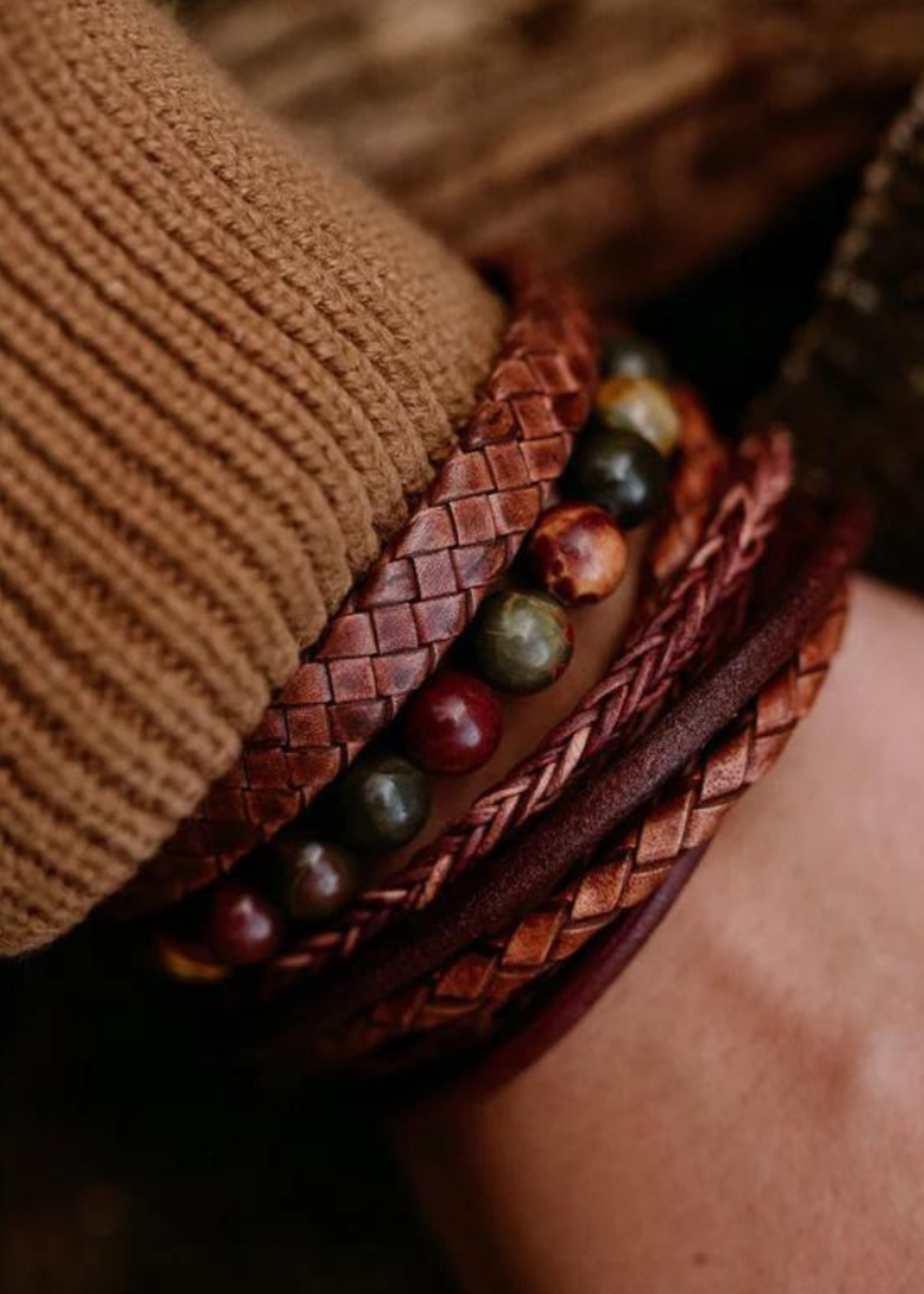 STEEL & BARNETT Bracelet en cuir RILEY - Caramel