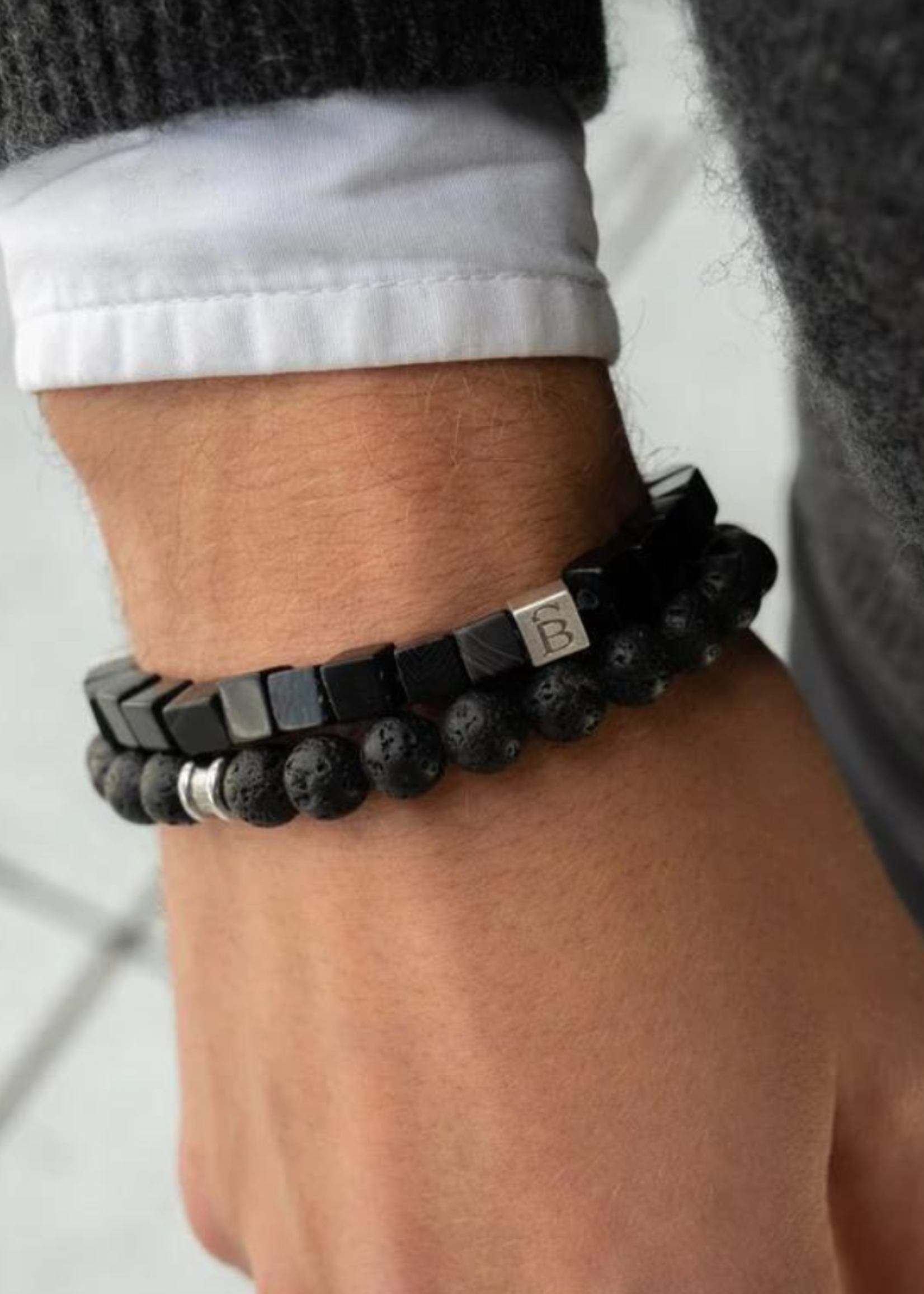 STEEL & BARNETT Bracelet en pierres MEMPHIS - Matt Black