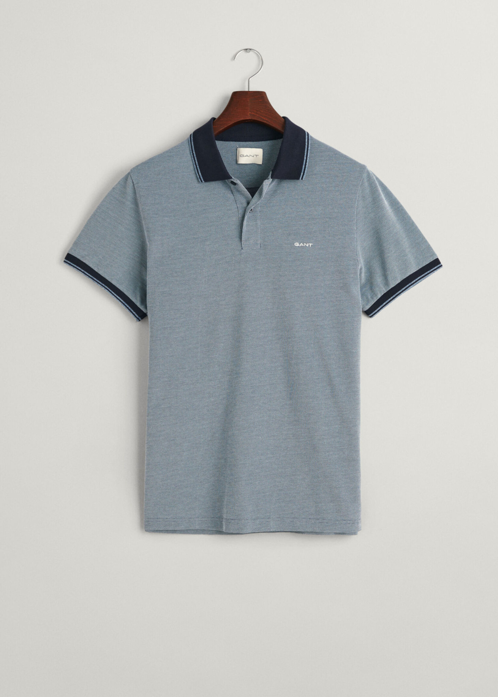 GANT 4-Color Oxford Piqué Polo Shirt - Dusty Blue Sea