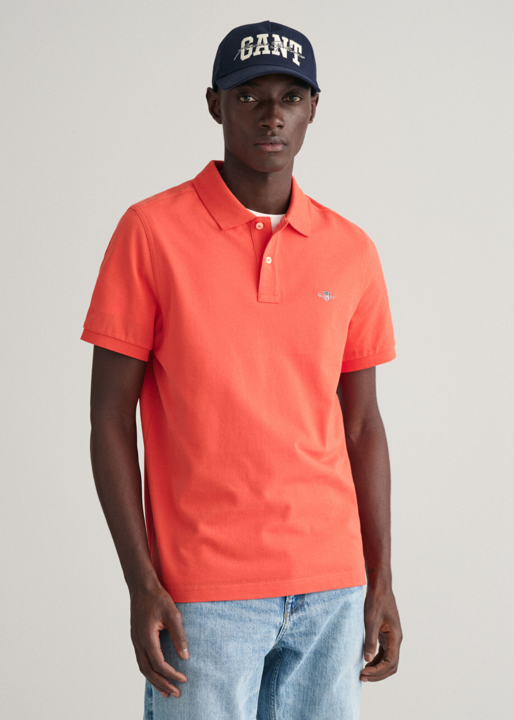 GANT Regular Fit Shield Piqué Polo Shirt - Burnt Orange