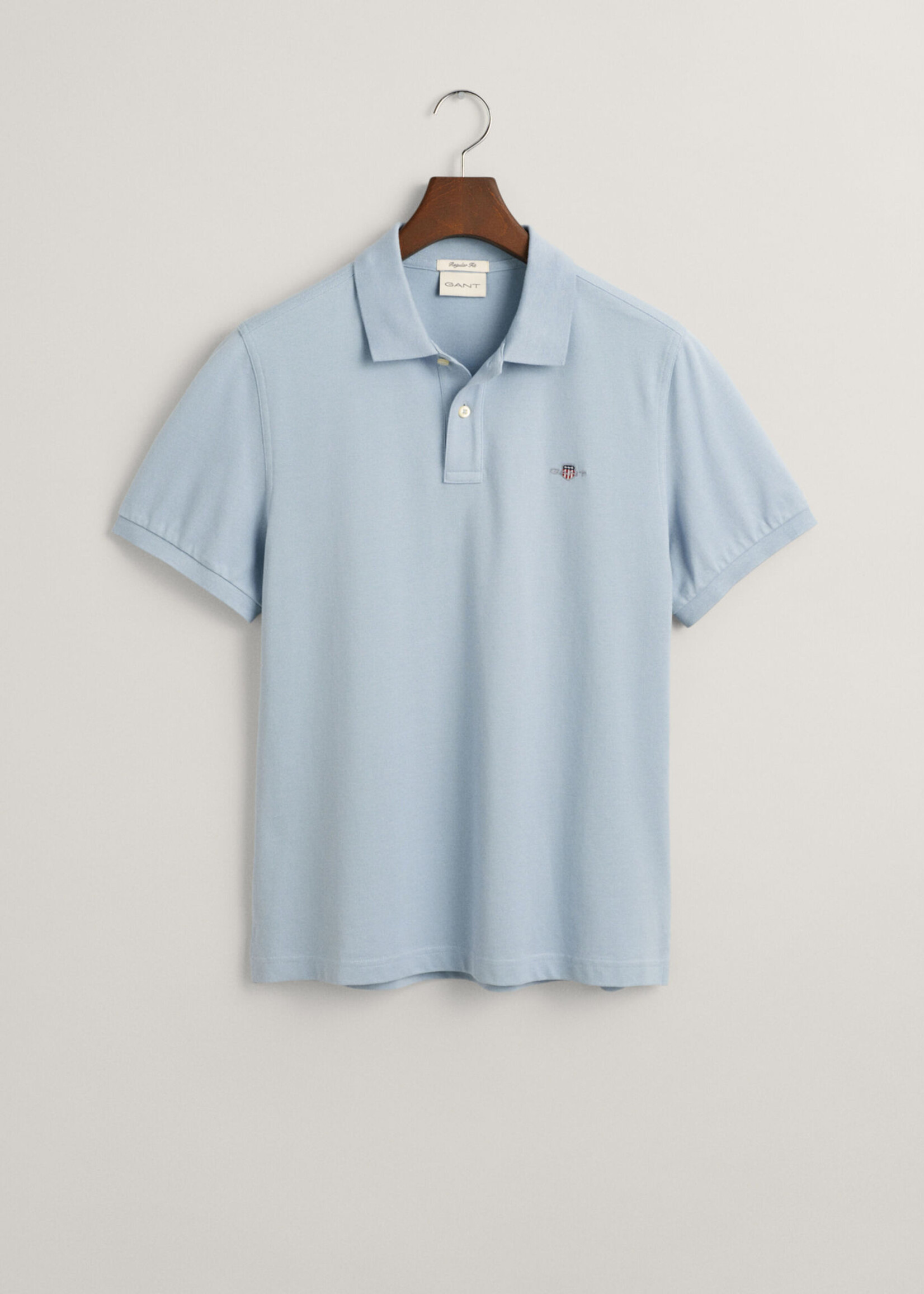 GANT Regular Fit Shield Piqué Polo Shirt - Dove Blue
