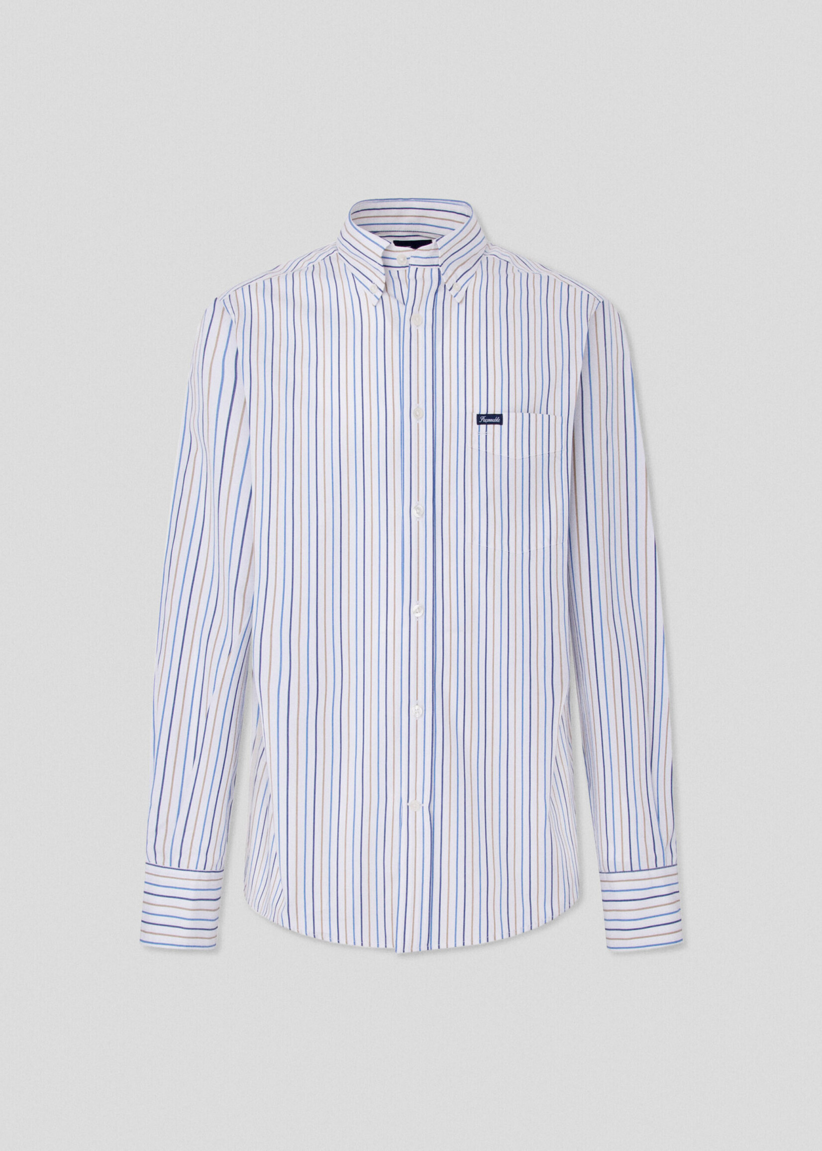 FAÇONNABLE Club Fit Tricolor Striped Shirt - White/Multi