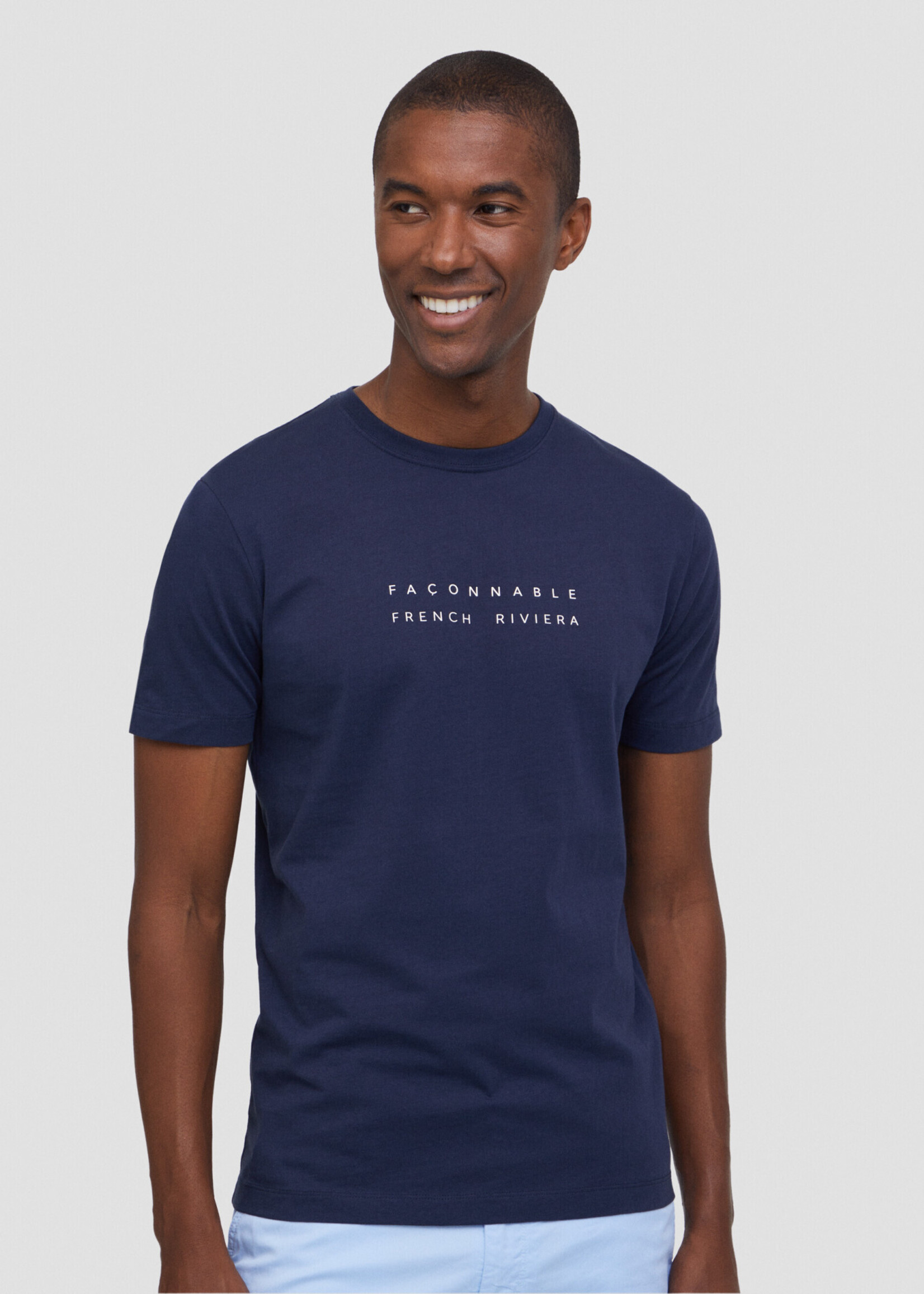 FAÇONNABLE T-shirt classique coupe club - Bleu marine