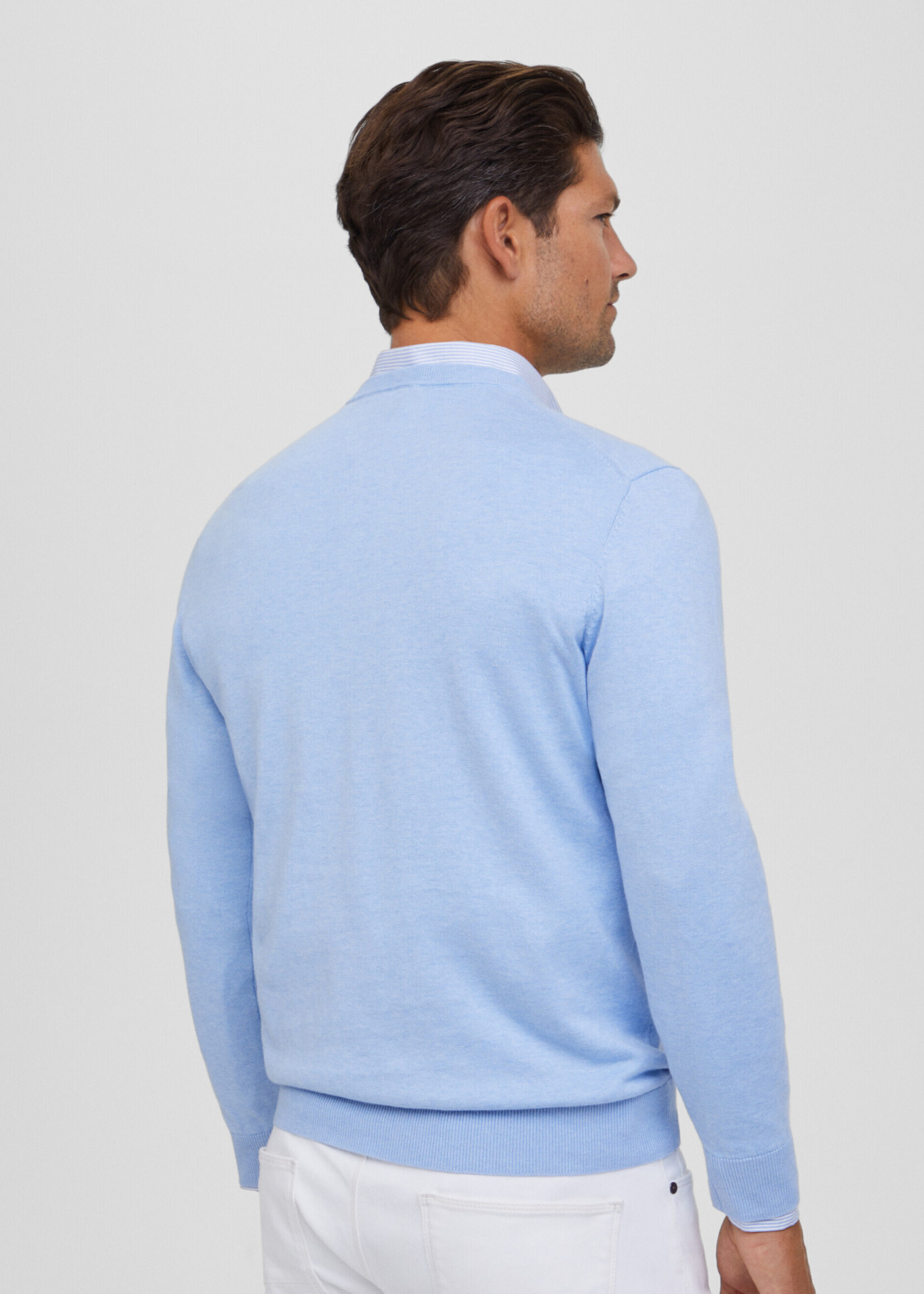 FAÇONNABLE Regular Fit Trui met V-hals - Horizon Blue