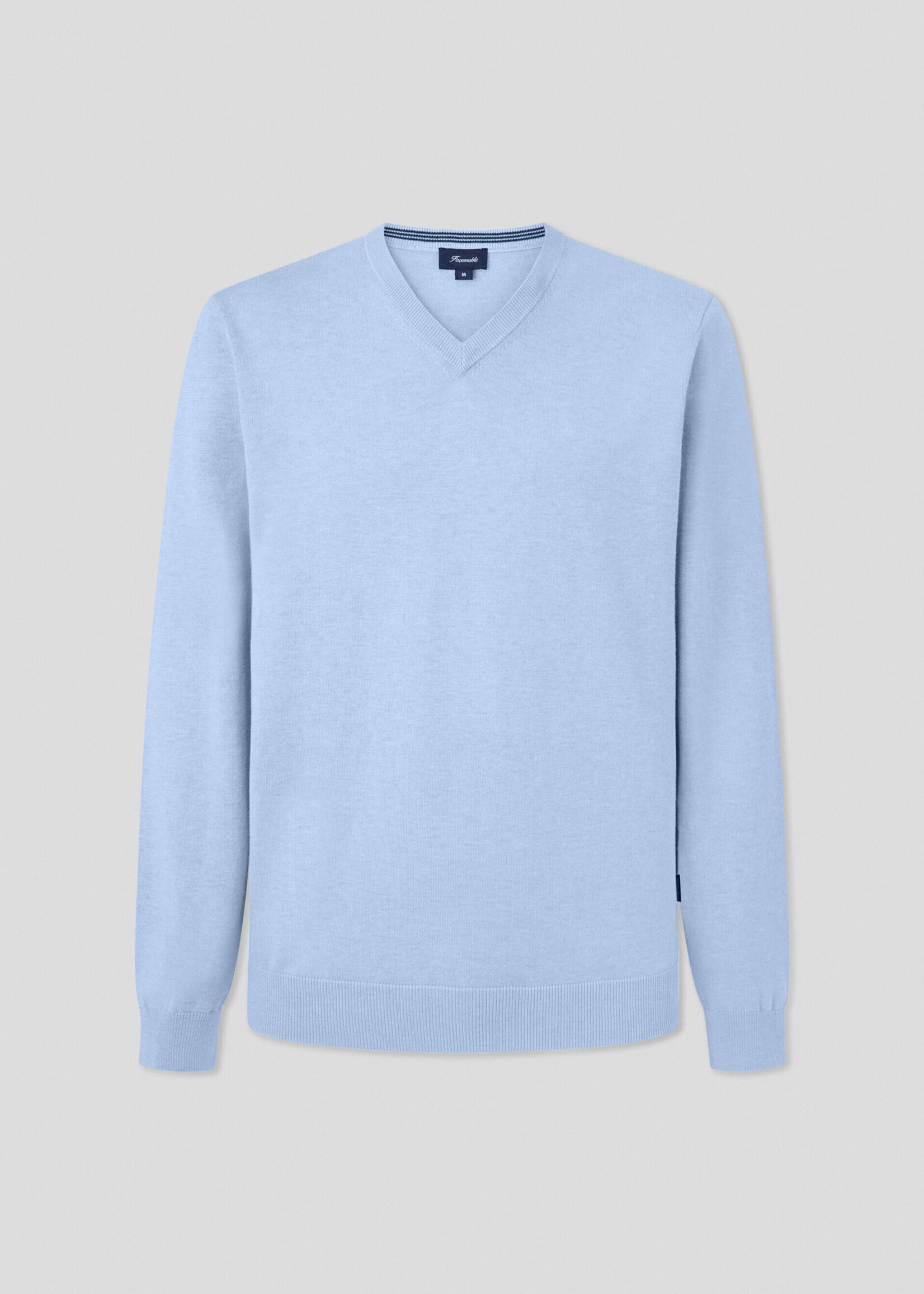 FAÇONNABLE Regular Fit Trui met V-hals - Horizon Blue