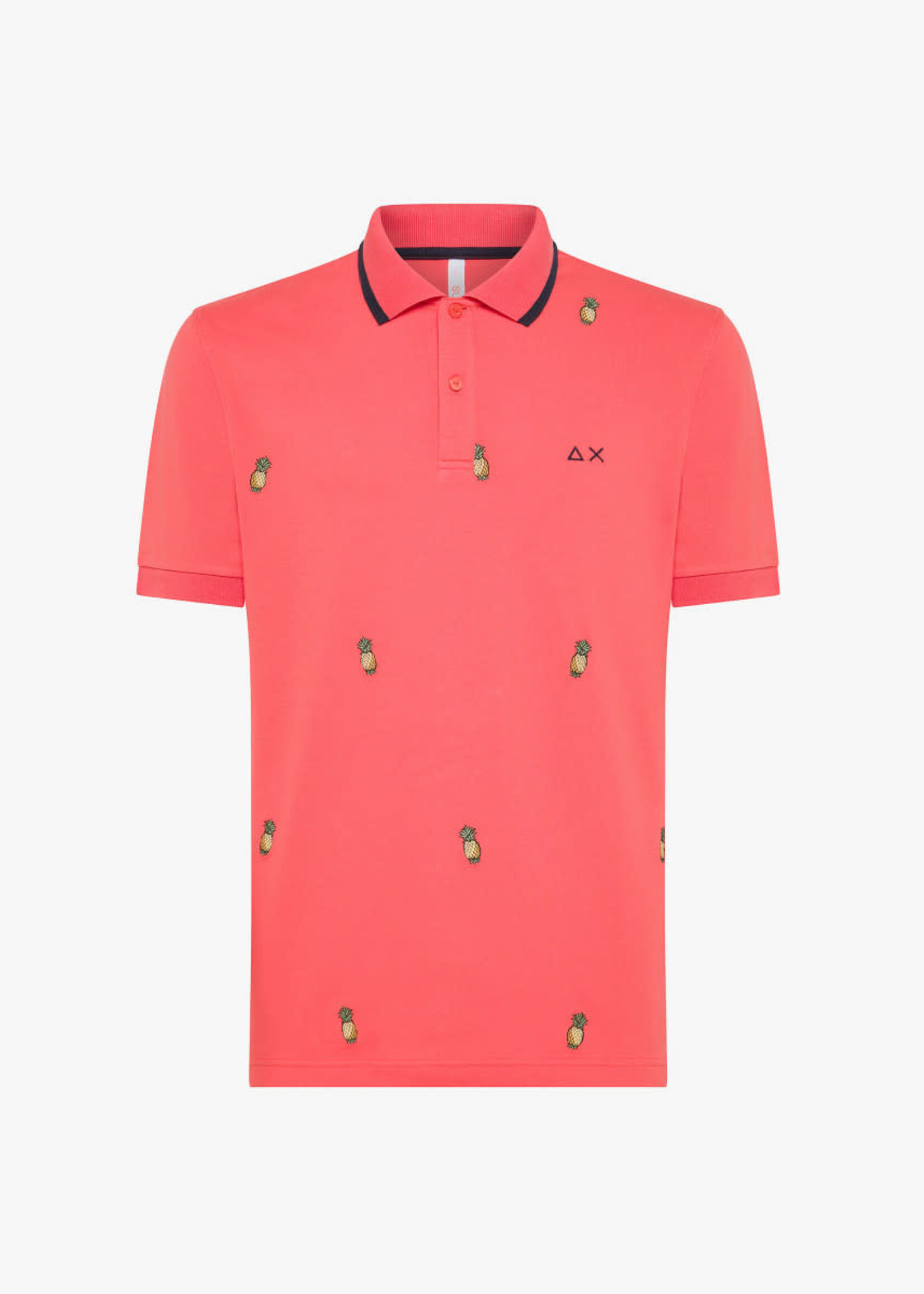 SUN68 Polo Full Embroidery S/S - Berry