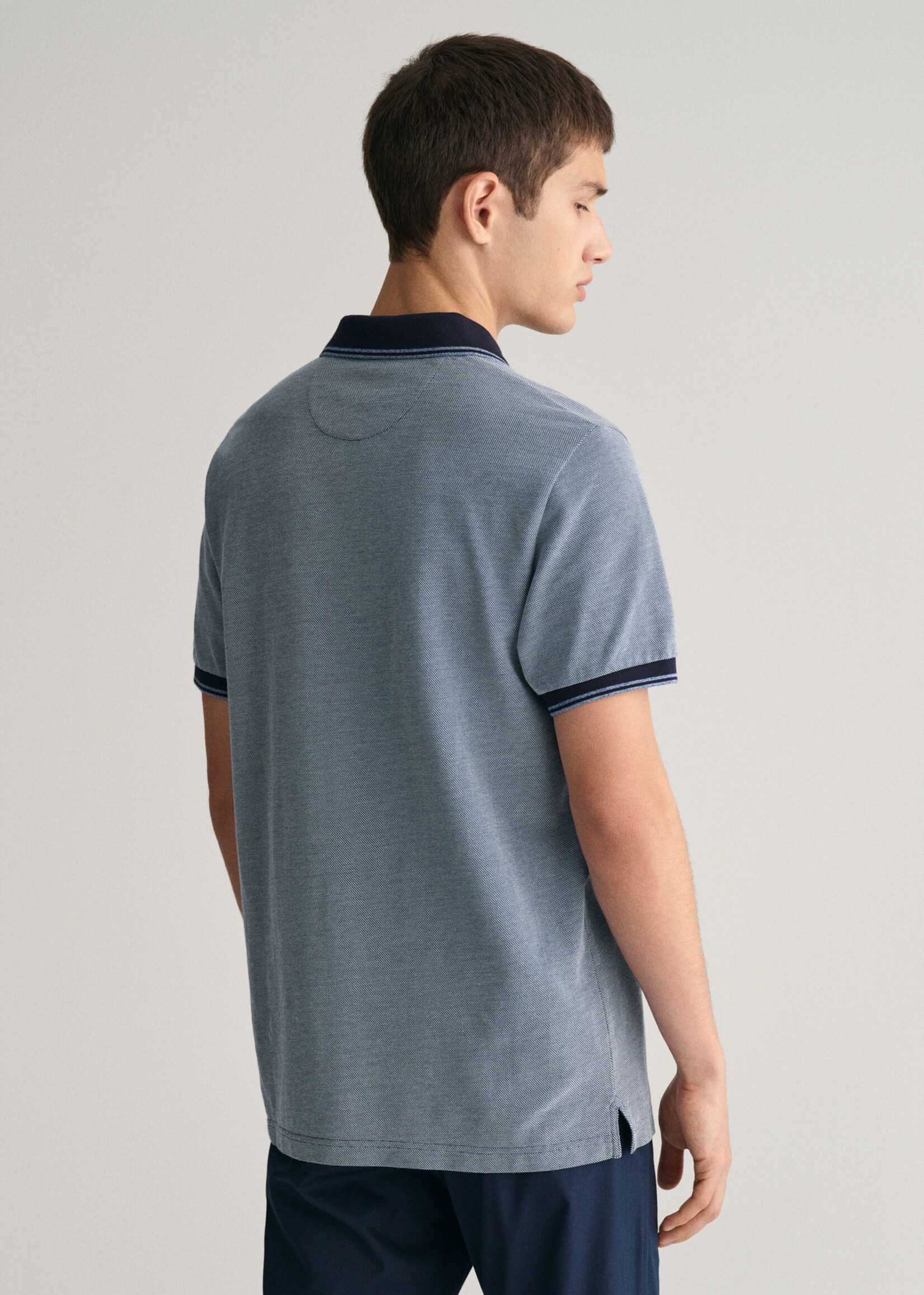 GANT 4-Color Oxford Piqué Polo Shirt - Dusty Blue Sea