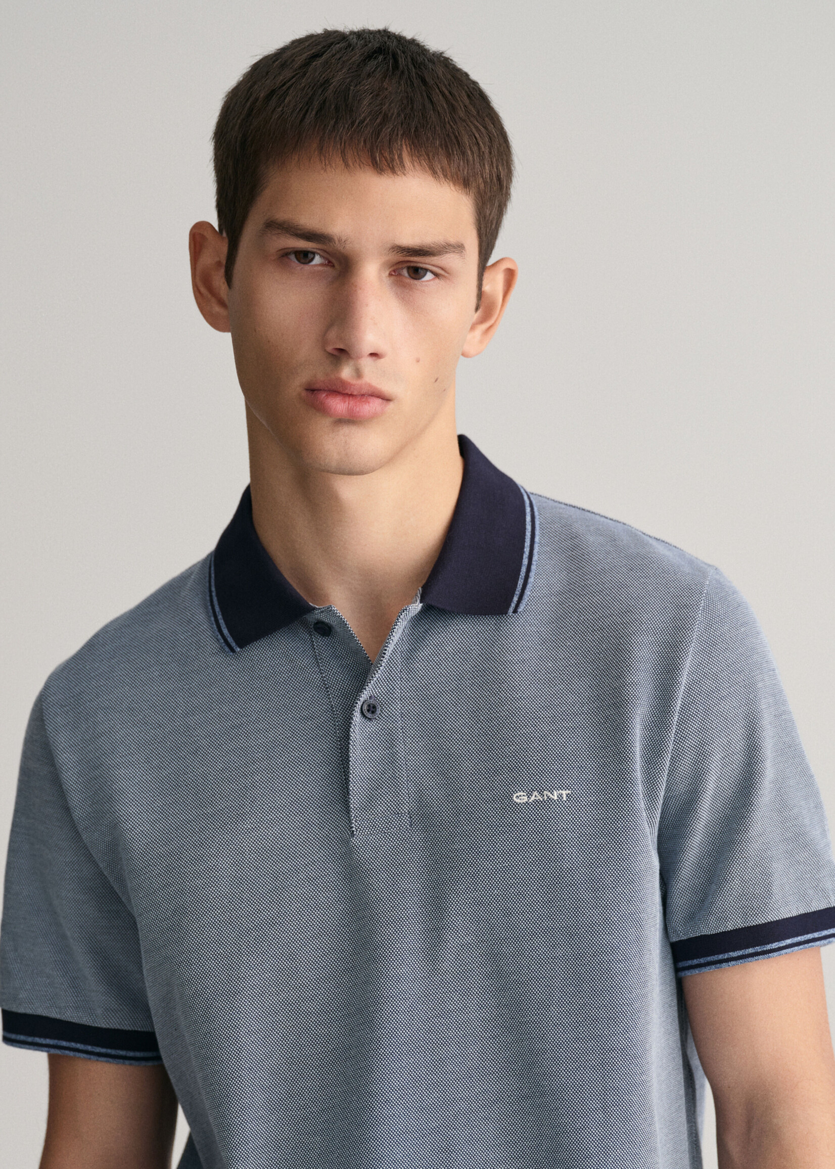 GANT 4-Color Oxford Piqué Polo Shirt - Dusty Blue Sea