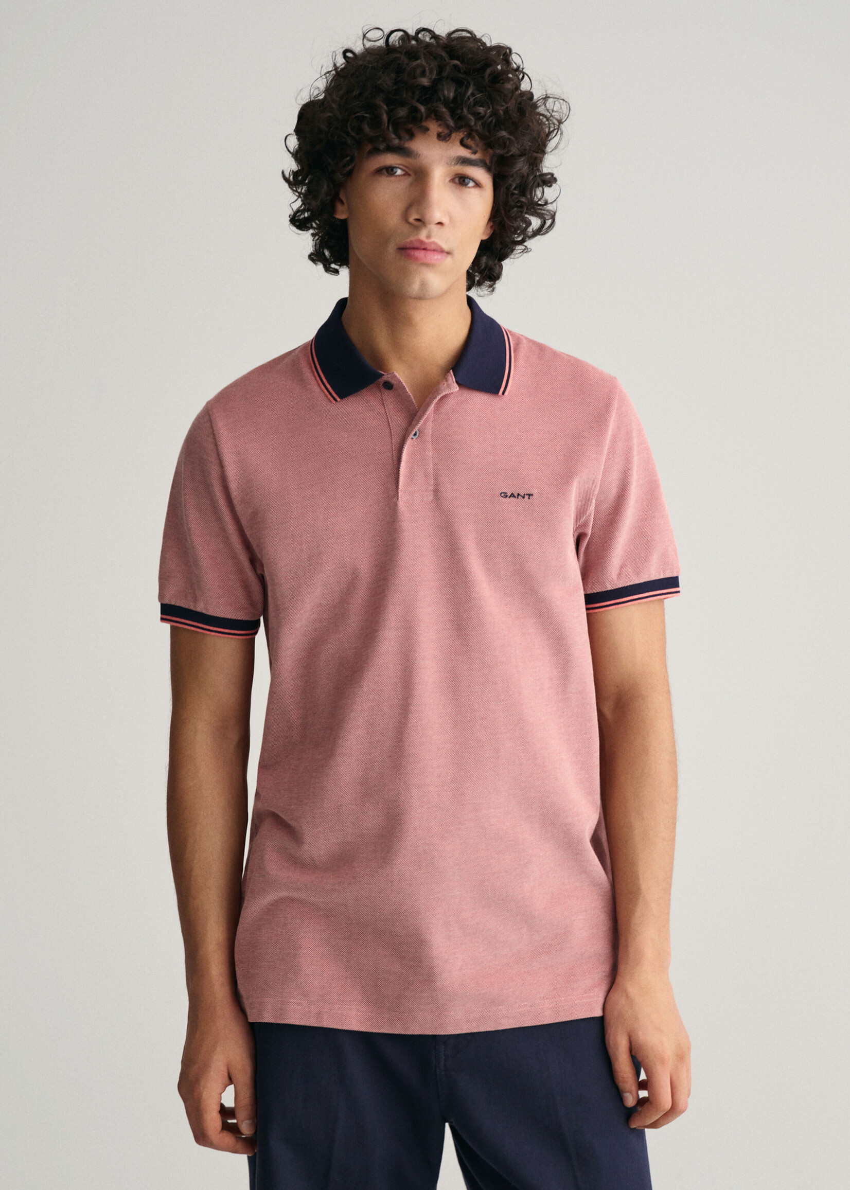 GANT 4-kleurig Oxford piqué poloshirt - Sunset Pink