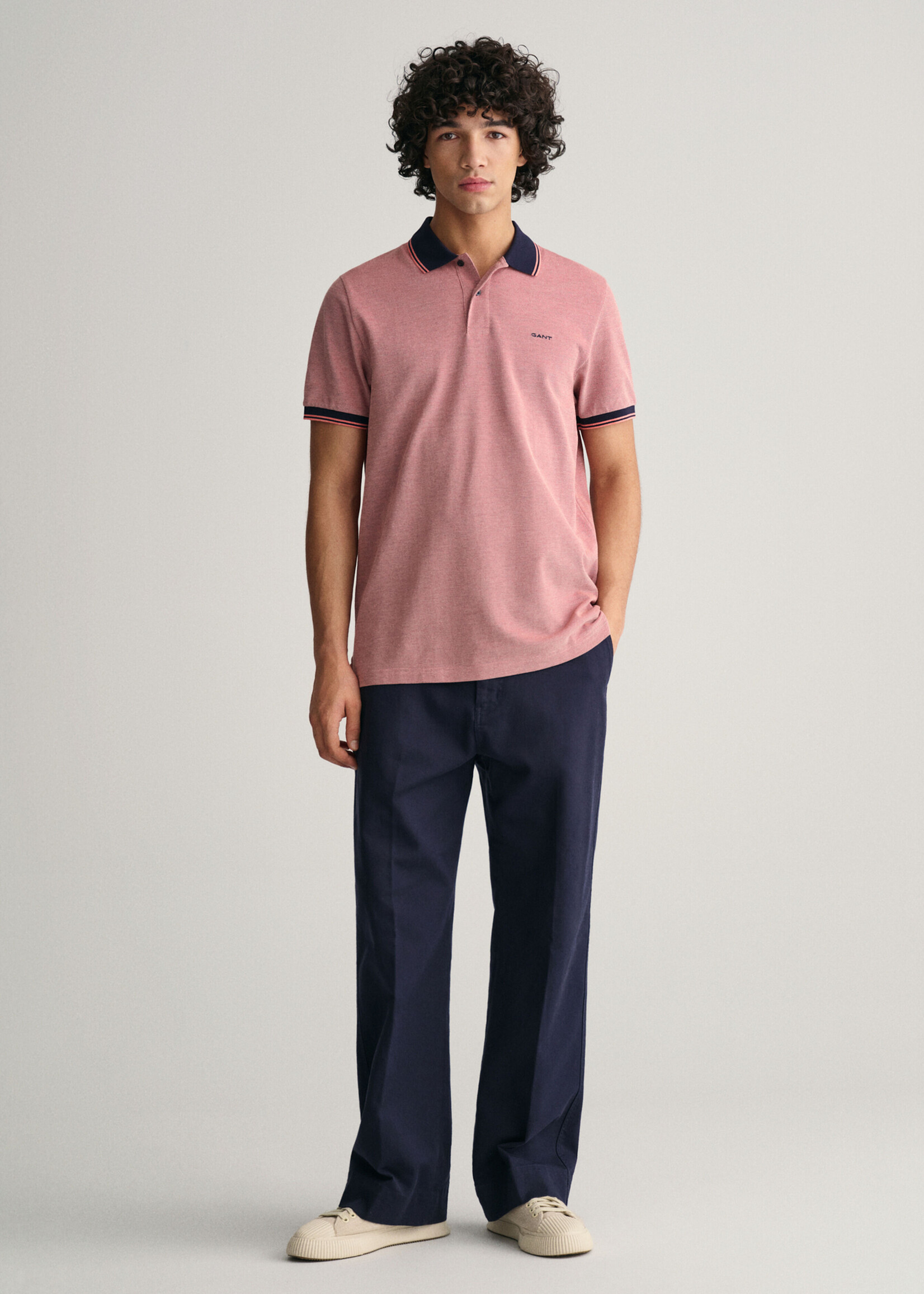 GANT 4-kleurig Oxford piqué poloshirt - Sunset Pink