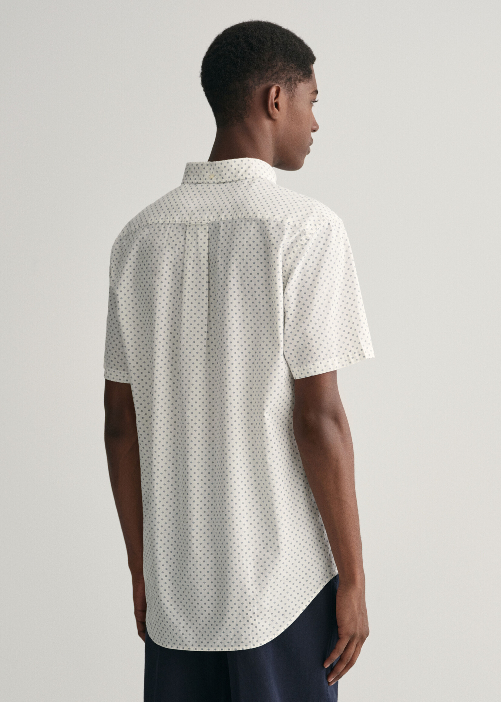 GANT Regular Fit hemd met korte mouwen en microprint - Eggshell