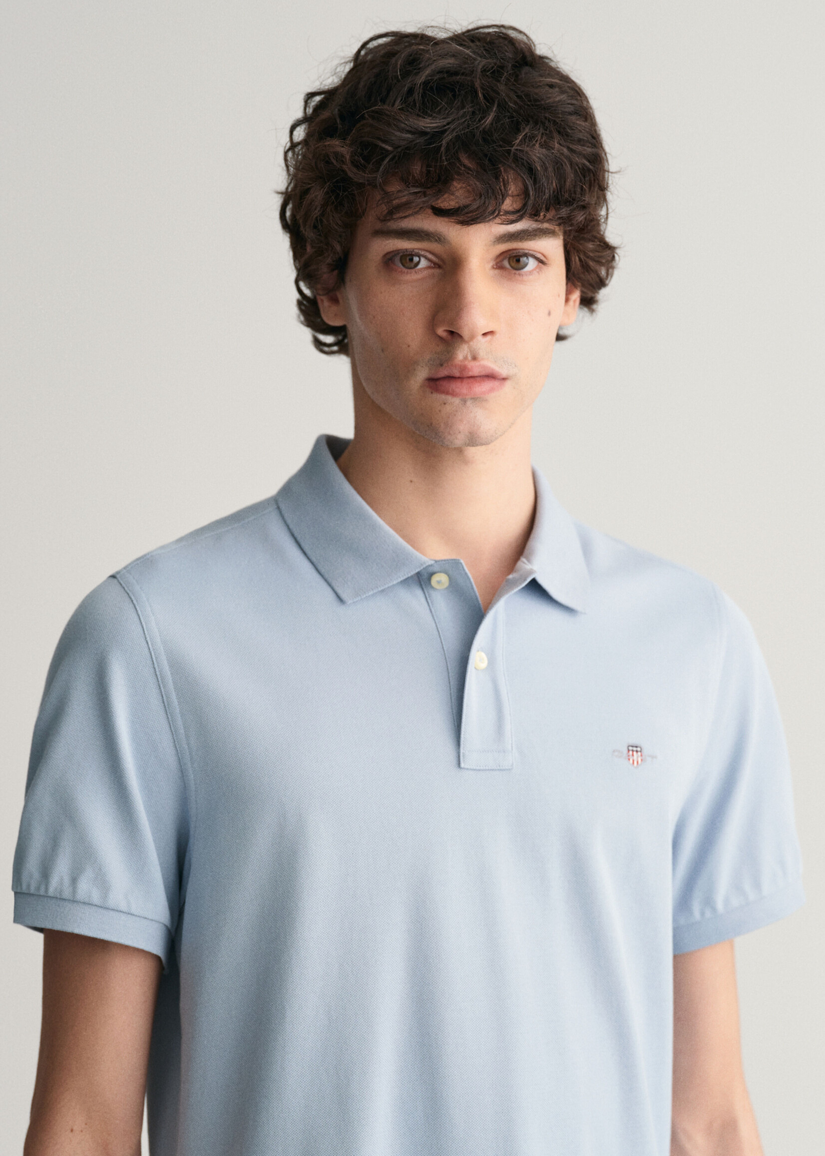 GANT Regular Fit Shield piqué poloshirt - Dove Blue