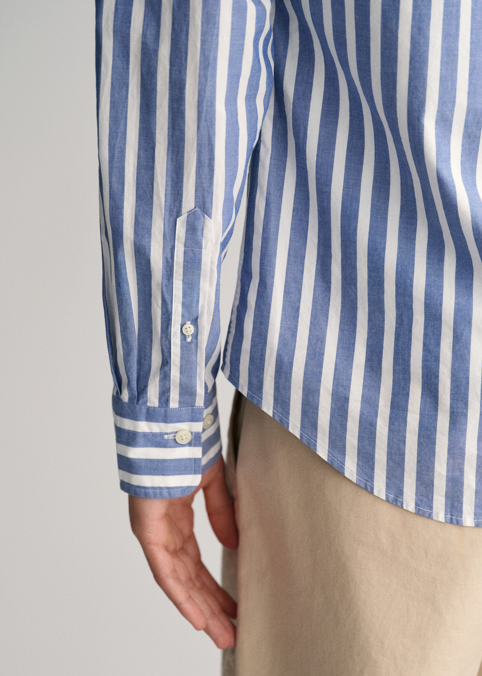 GANT Regular Fit Wide Striped Poplin Shirt - College Blue