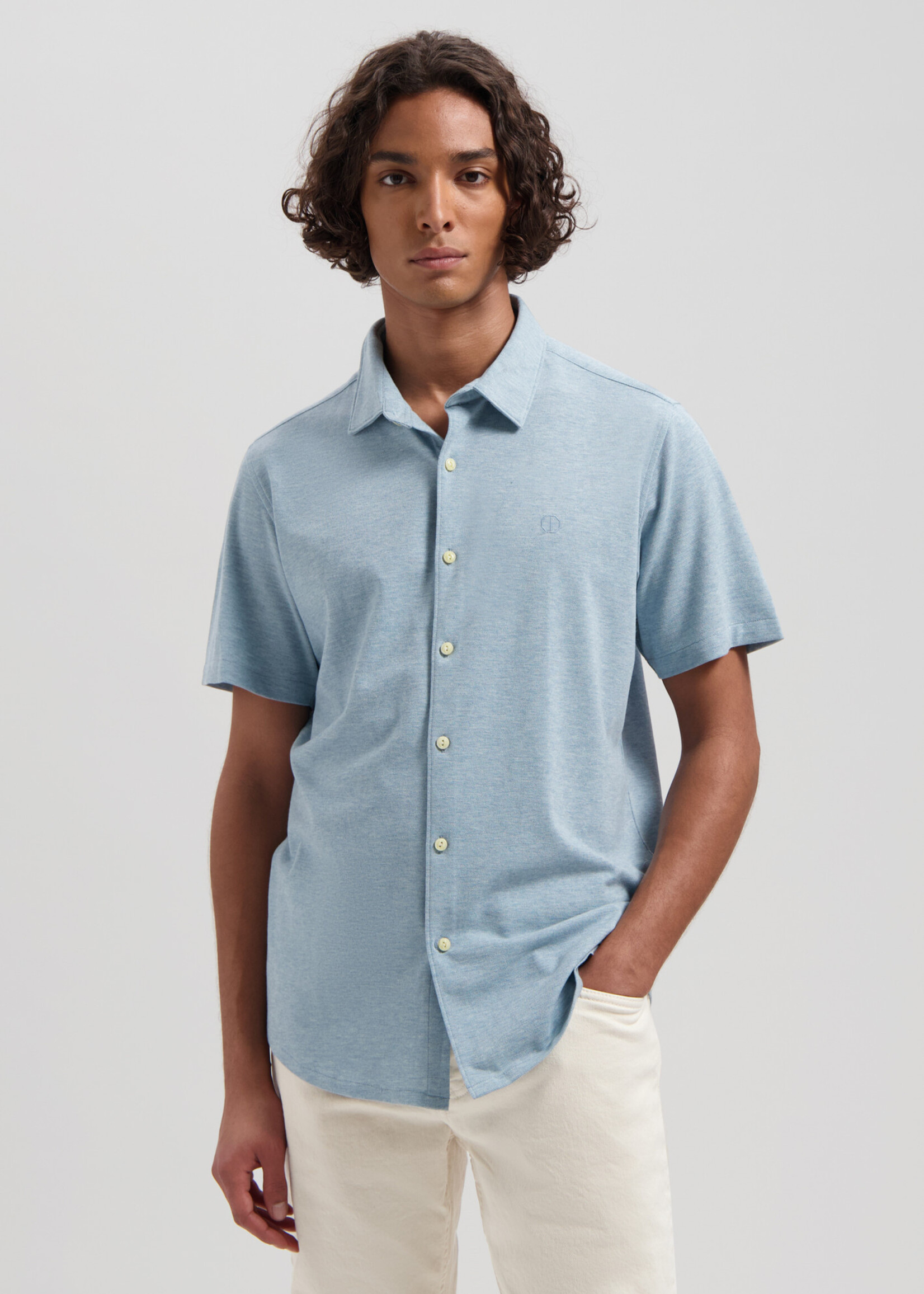 DSTREZZED Layton Shirt Melange Pique - Medium Blue