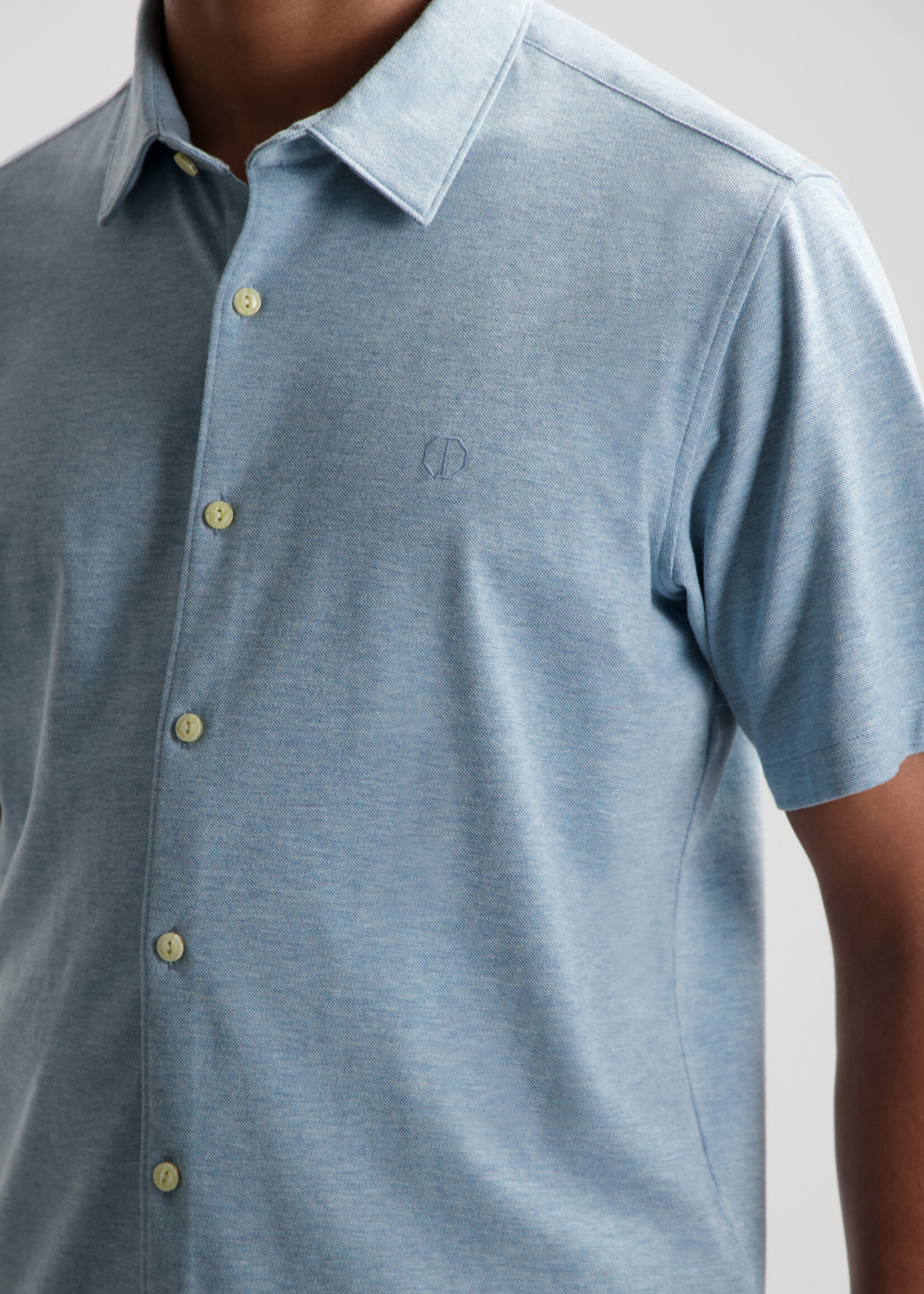 DSTREZZED Layton Shirt Melange Pique - Medium Blue