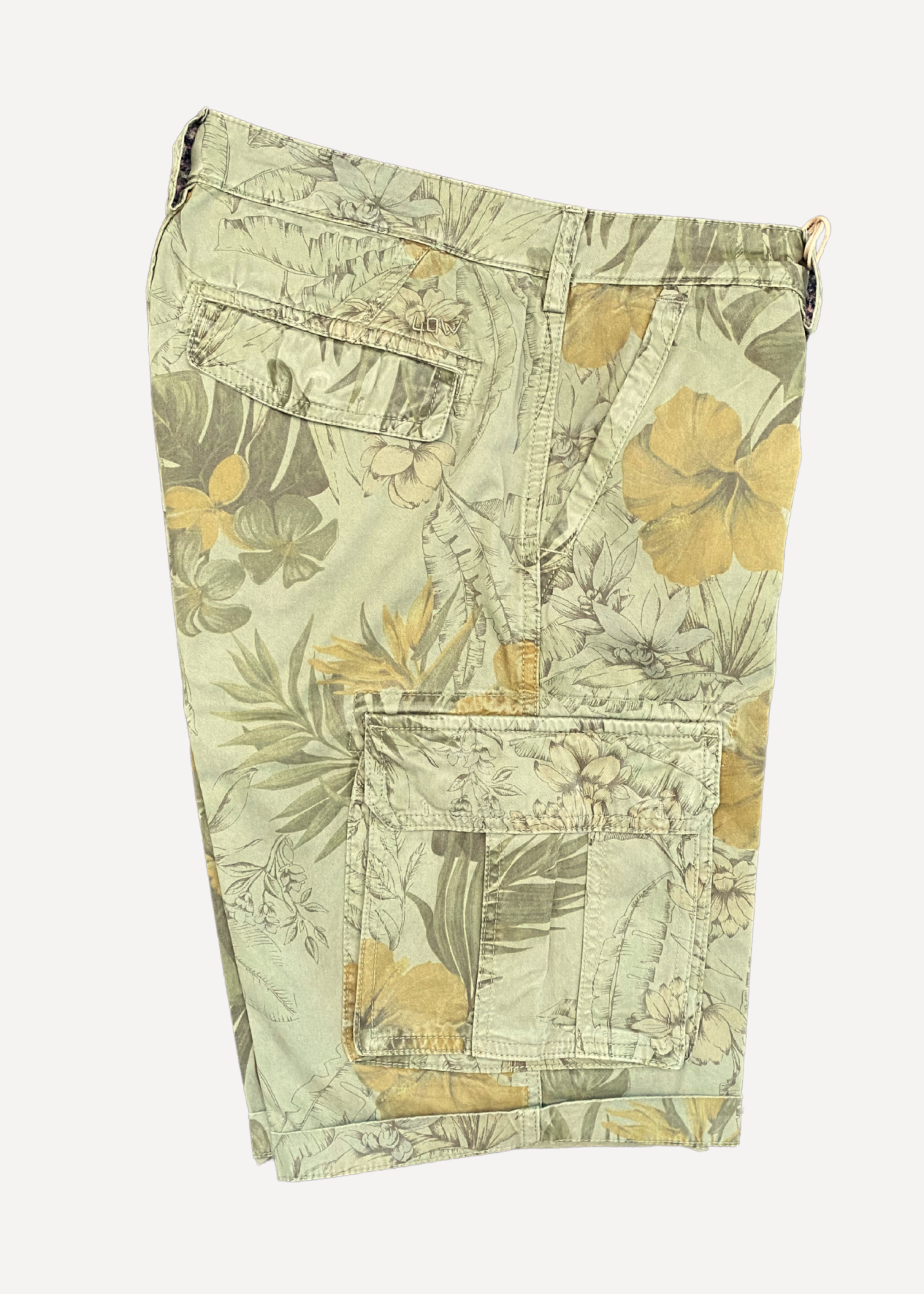 40WEFT SPY military cargo shorts with floral print - Khaki