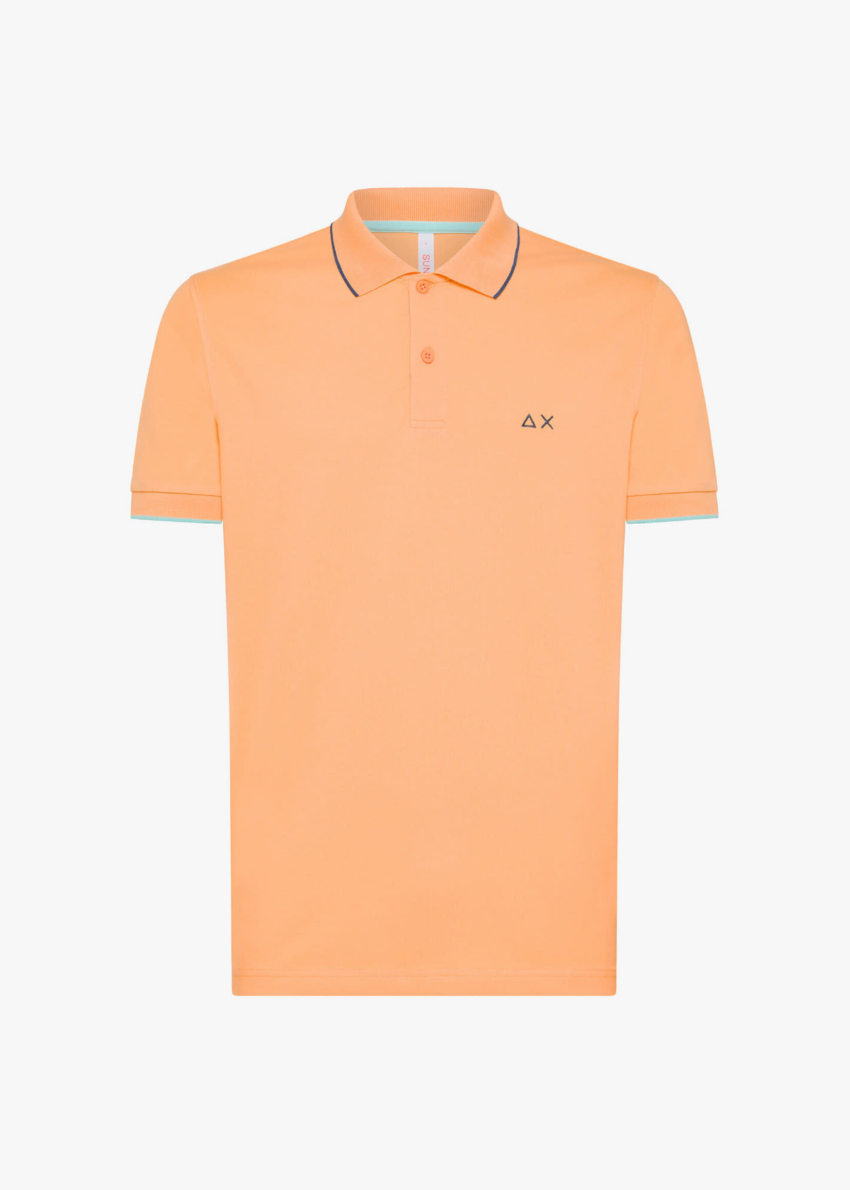 SUN68 Polo Small Stripes on Collar S/S - Orange