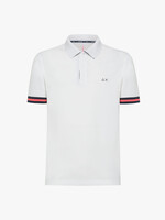 SUN68 Polo Stripes on Front Placket and Cuffs S/S
