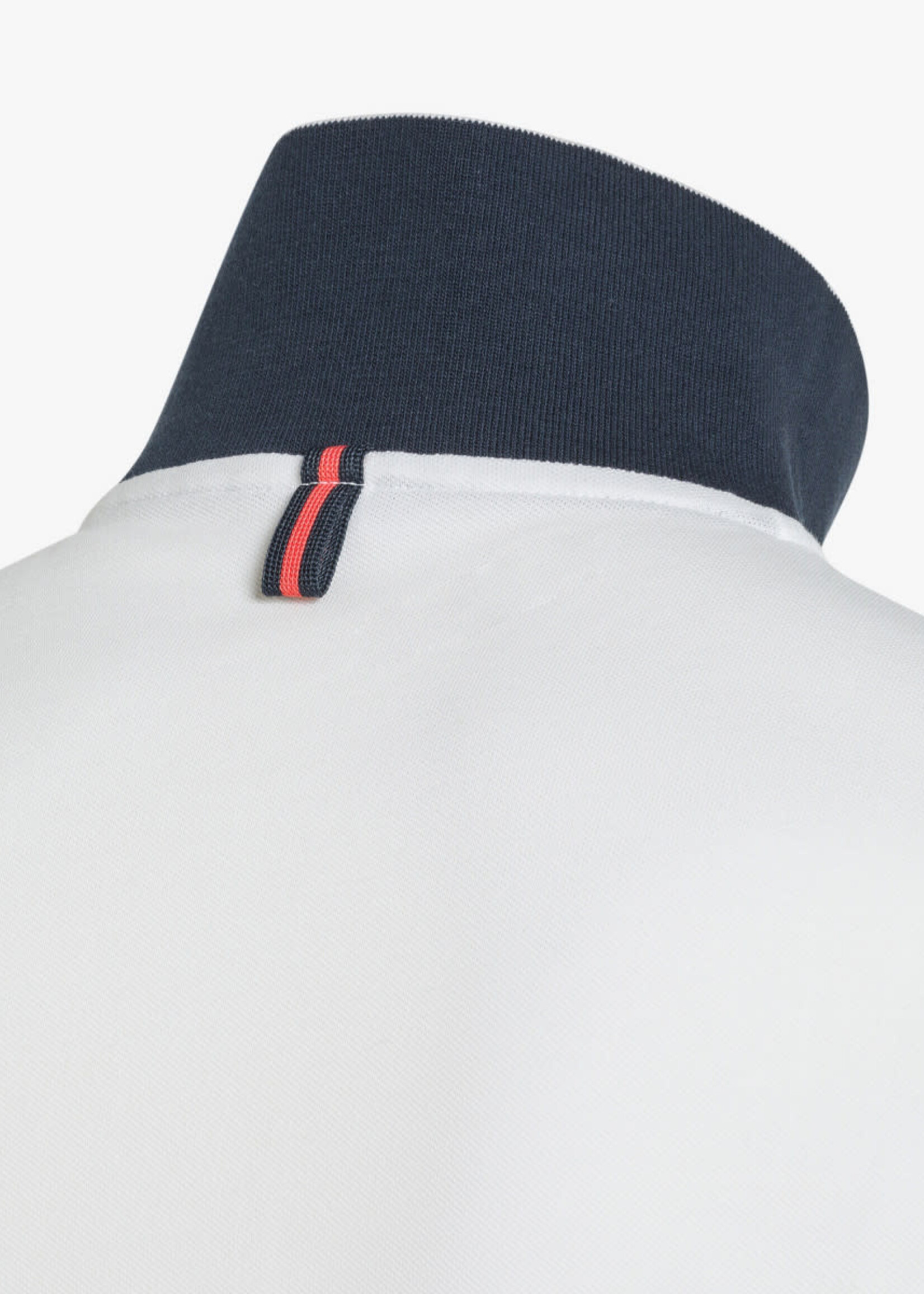 SUN68 Polo Stripes on Front Placket and Cuffs S/S - White