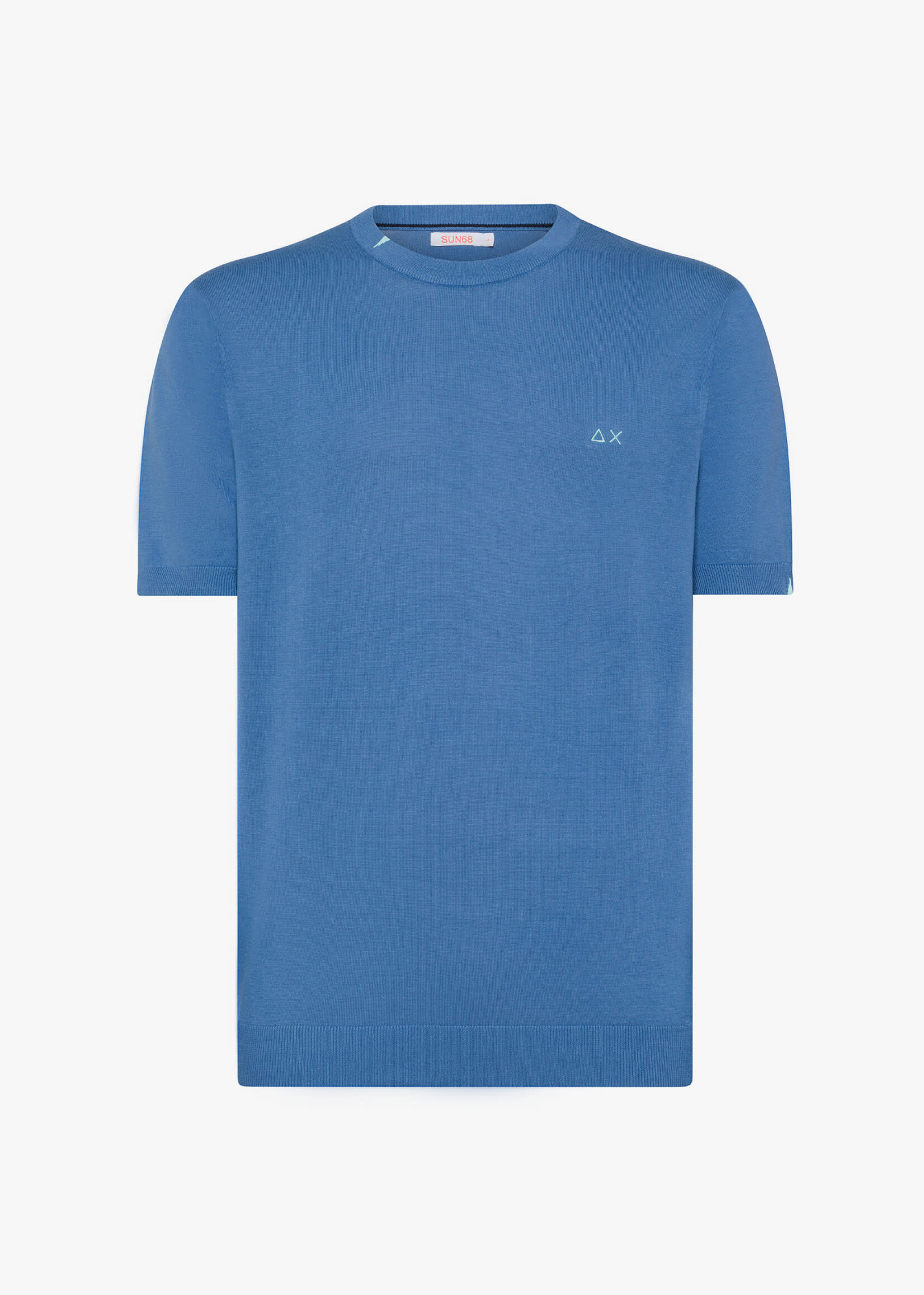 SUN68 T-shirt uni en maille - Bleu ciel