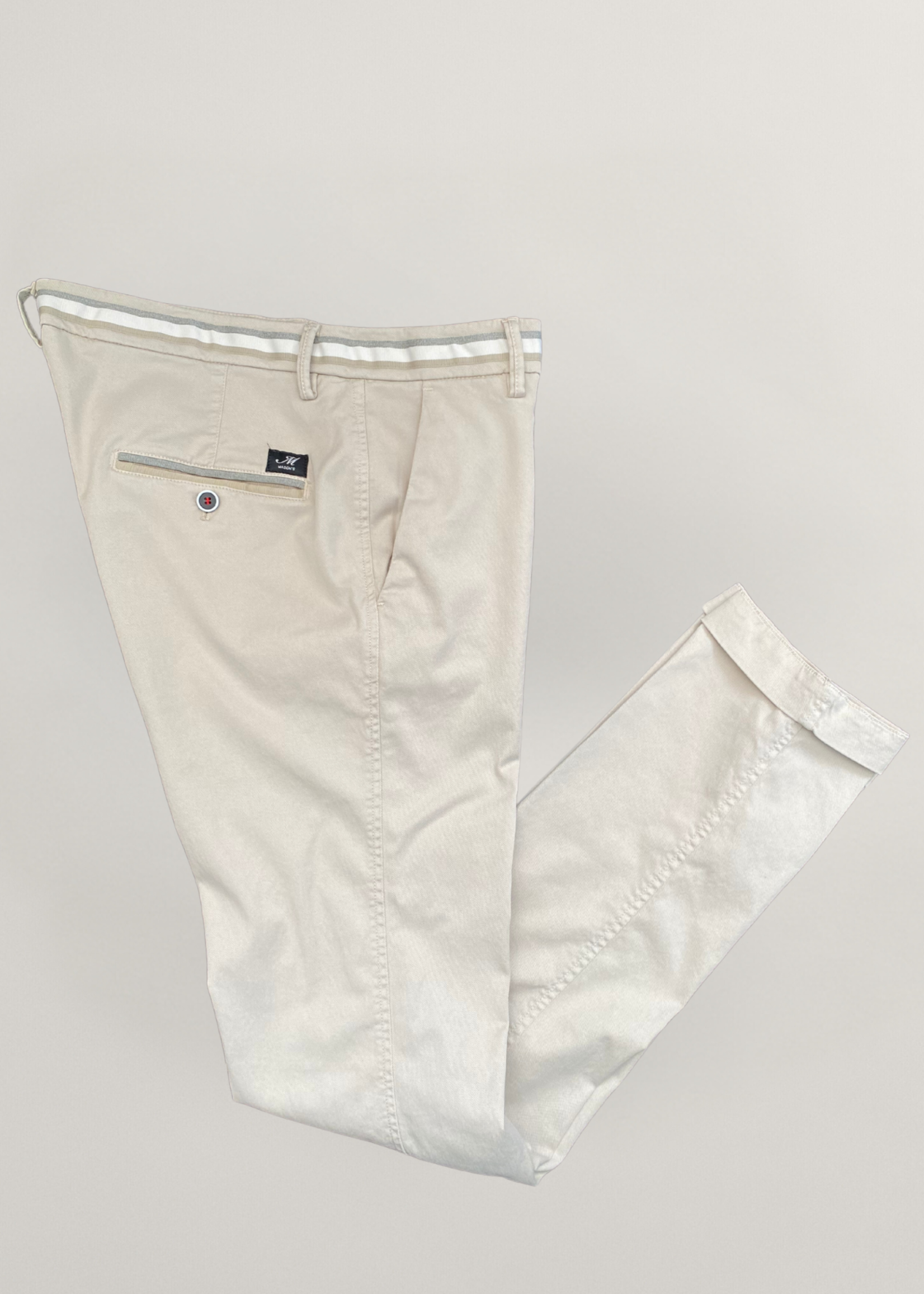 MASON'S Torino Summer men's chino pants in cotton and tencel with ribbons slim - Beige