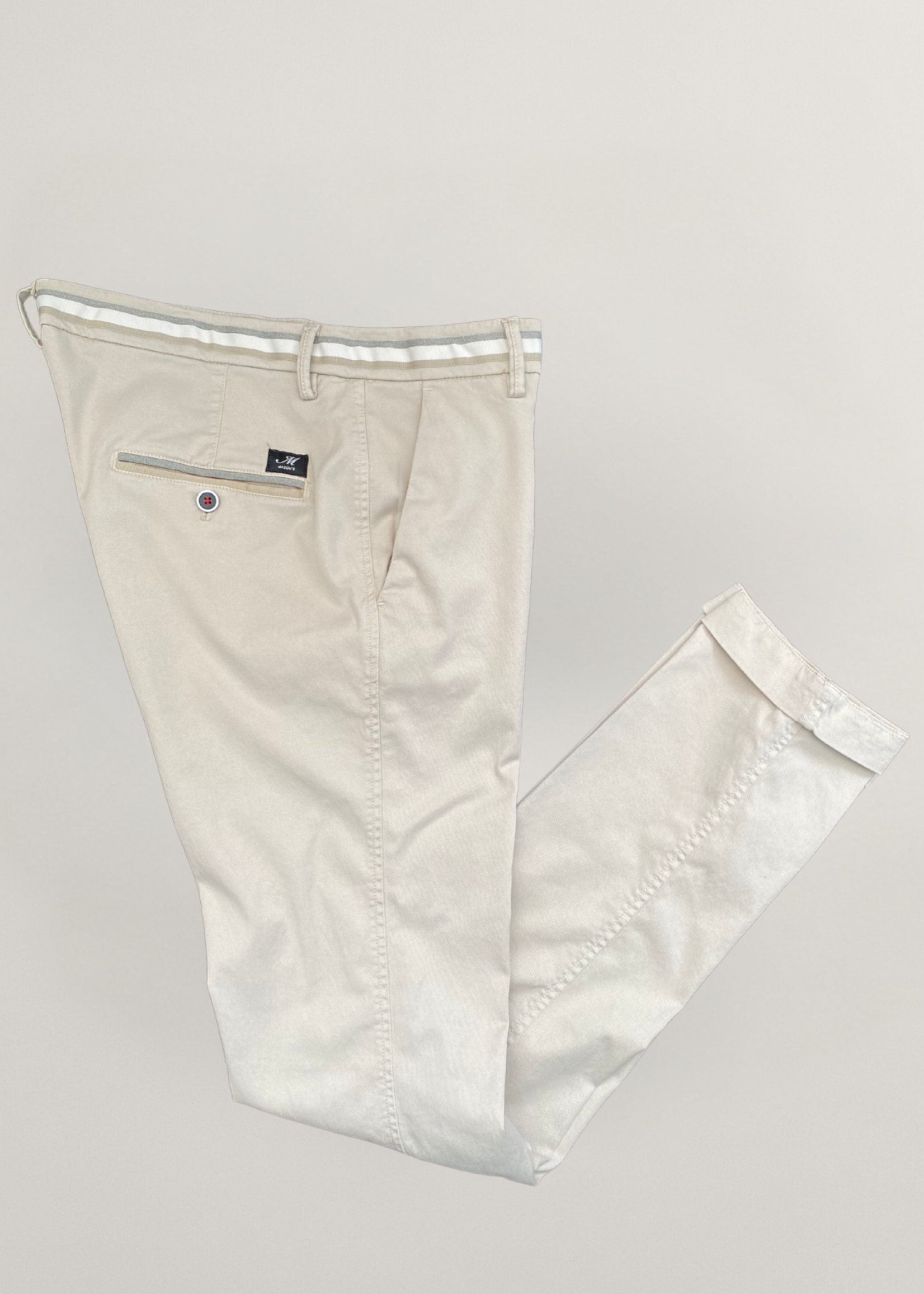 MASON'S Torino Summer slim fit heren chino broek van katoen en tencel met linten - Beige