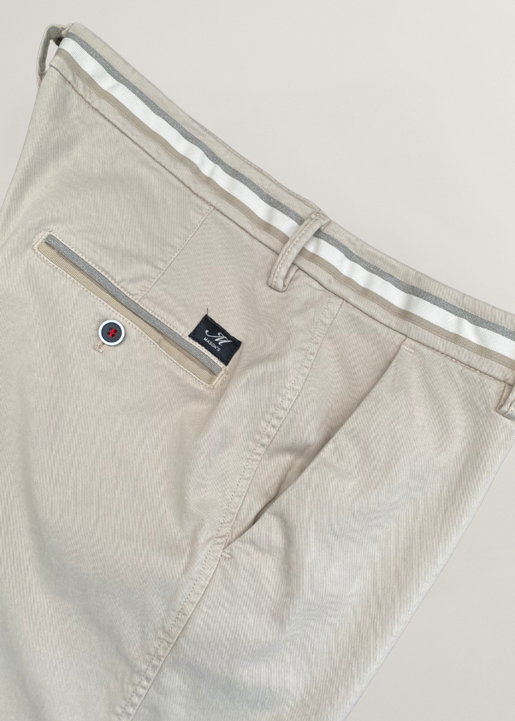 MASON'S Torino Summer men's chino pants in cotton and tencel with ribbons slim - Beige