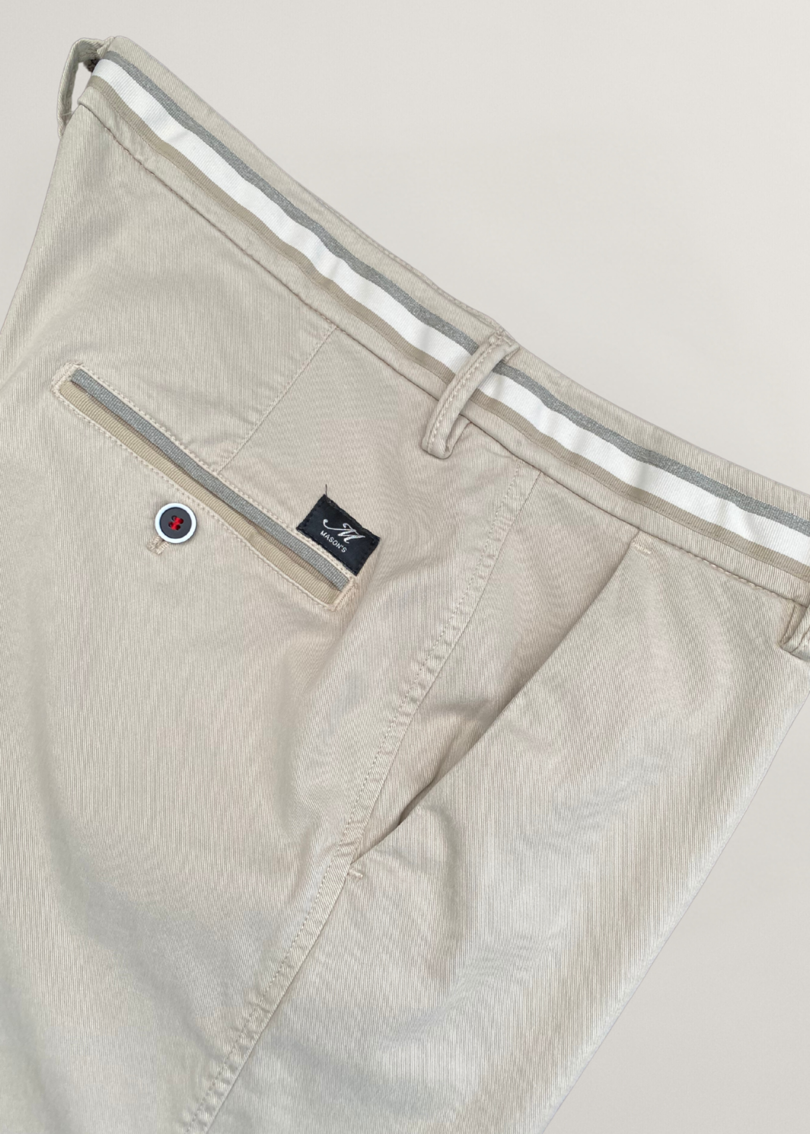 MASON'S Torino Summer pantalon chino homme en coton et tencel avec rubans slim - Beige