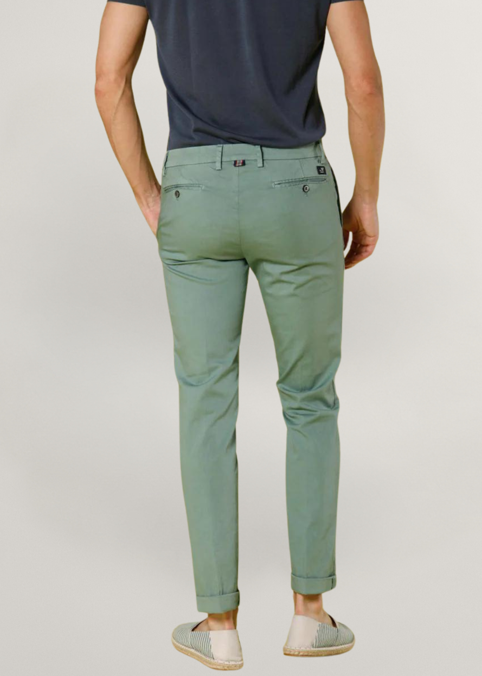 MASON'S Torino Style Pantalon chino homme en satin stretch Slim fit - Vert menthe