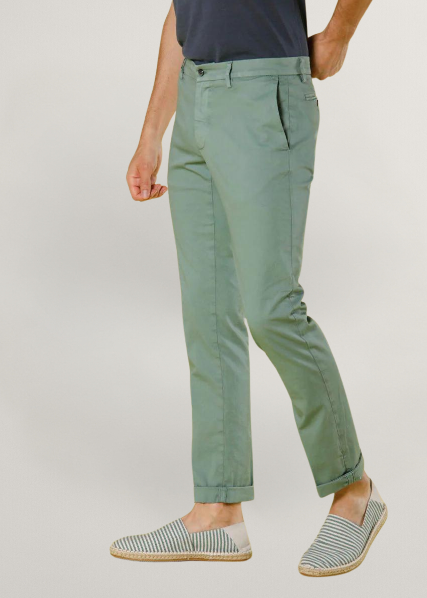 MASON'S Torino Style man chino pants in stretch satin Slim fit - Mint Green