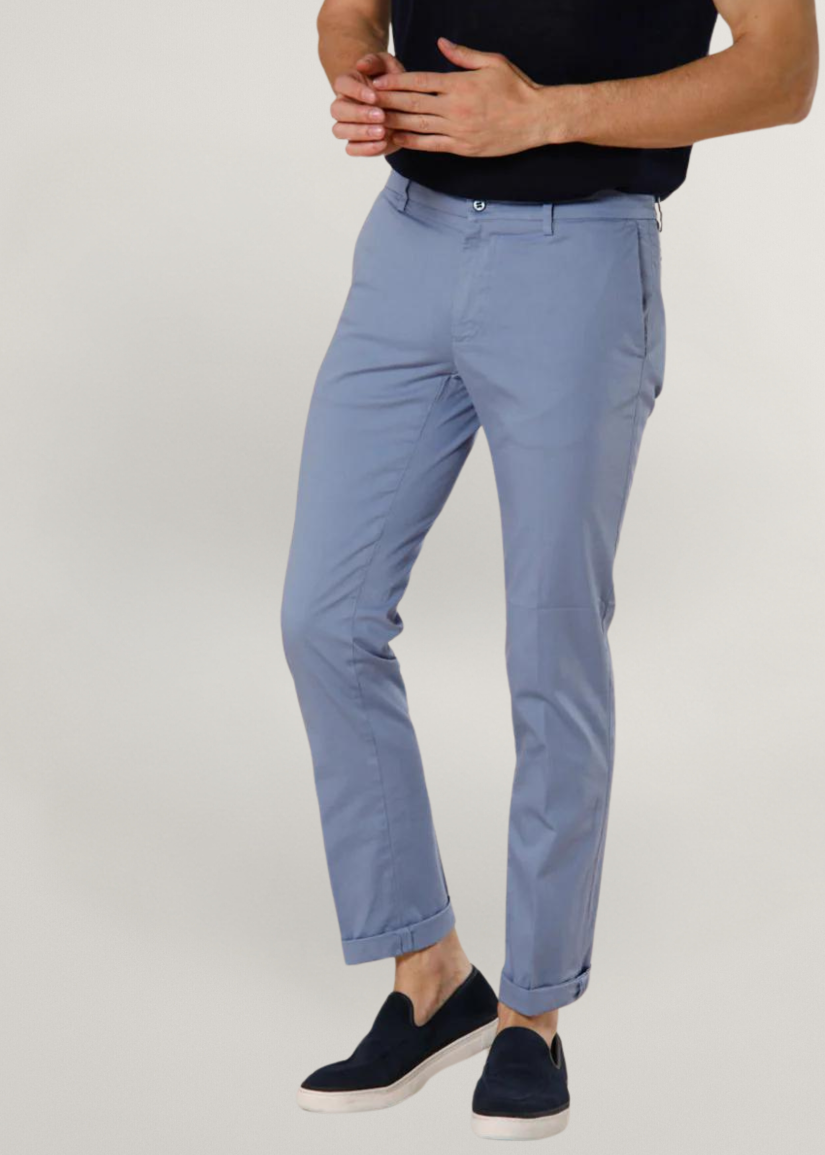 MASON'S Torino Style Pantalon chino homme en satin stretch Slim fit - Azur