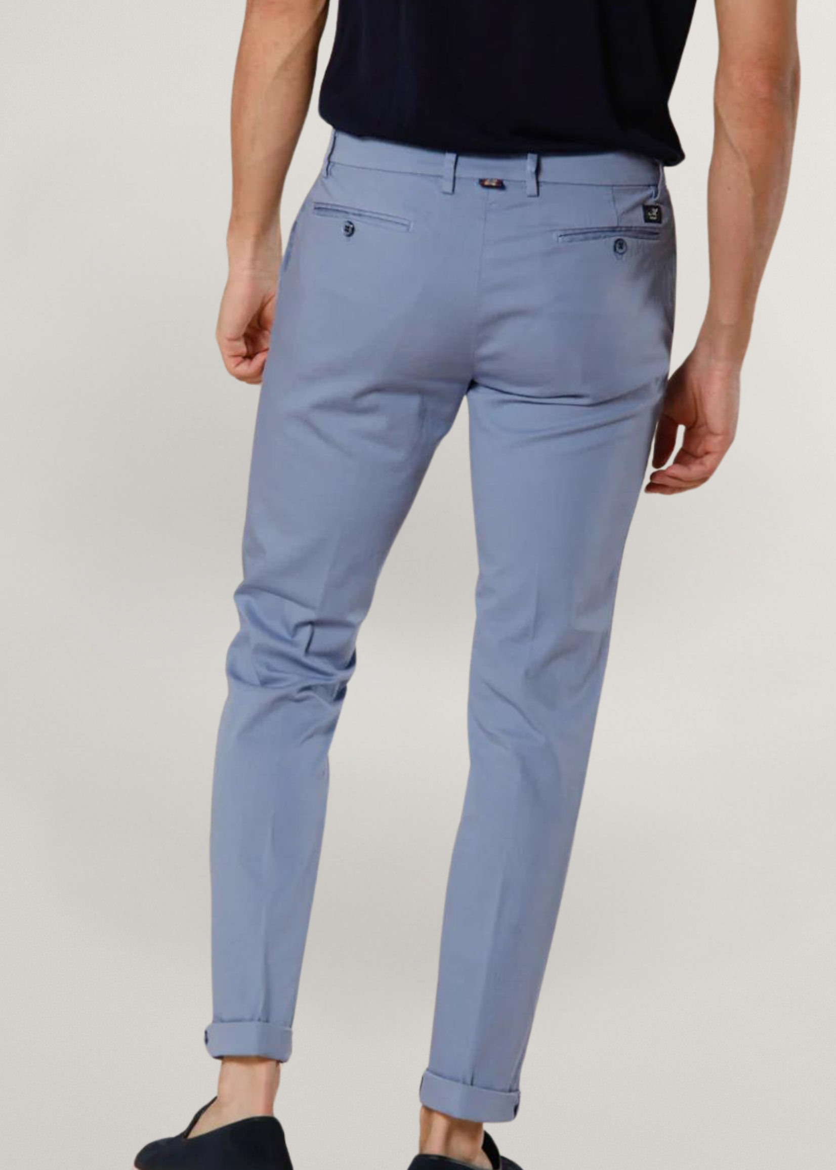 MASON'S Torino Style Heren Stretch Satin Slim Fit Chino Broek - Azur