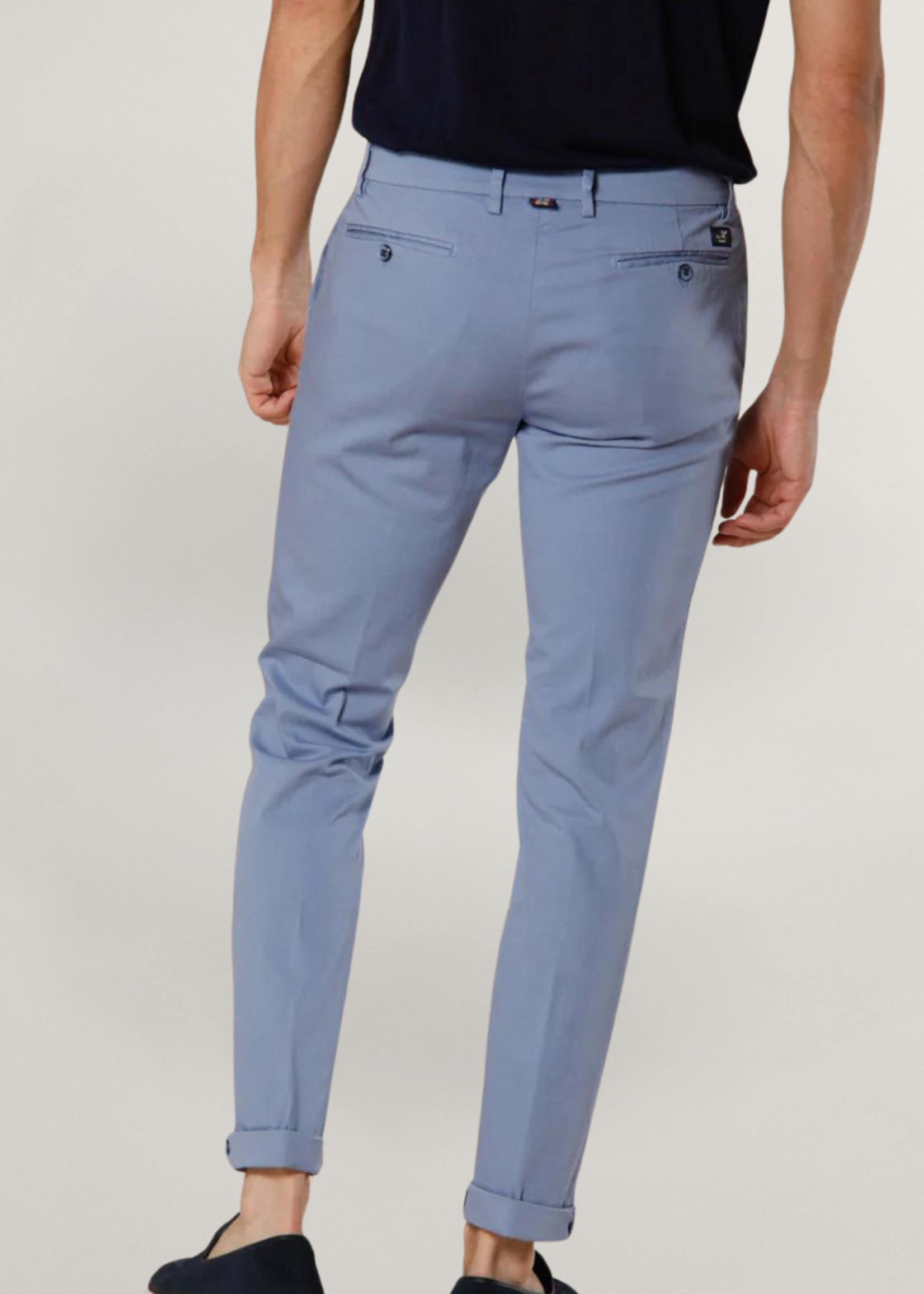 MASON'S Torino Style man chino pants in stretch satin Slim fit - Azur